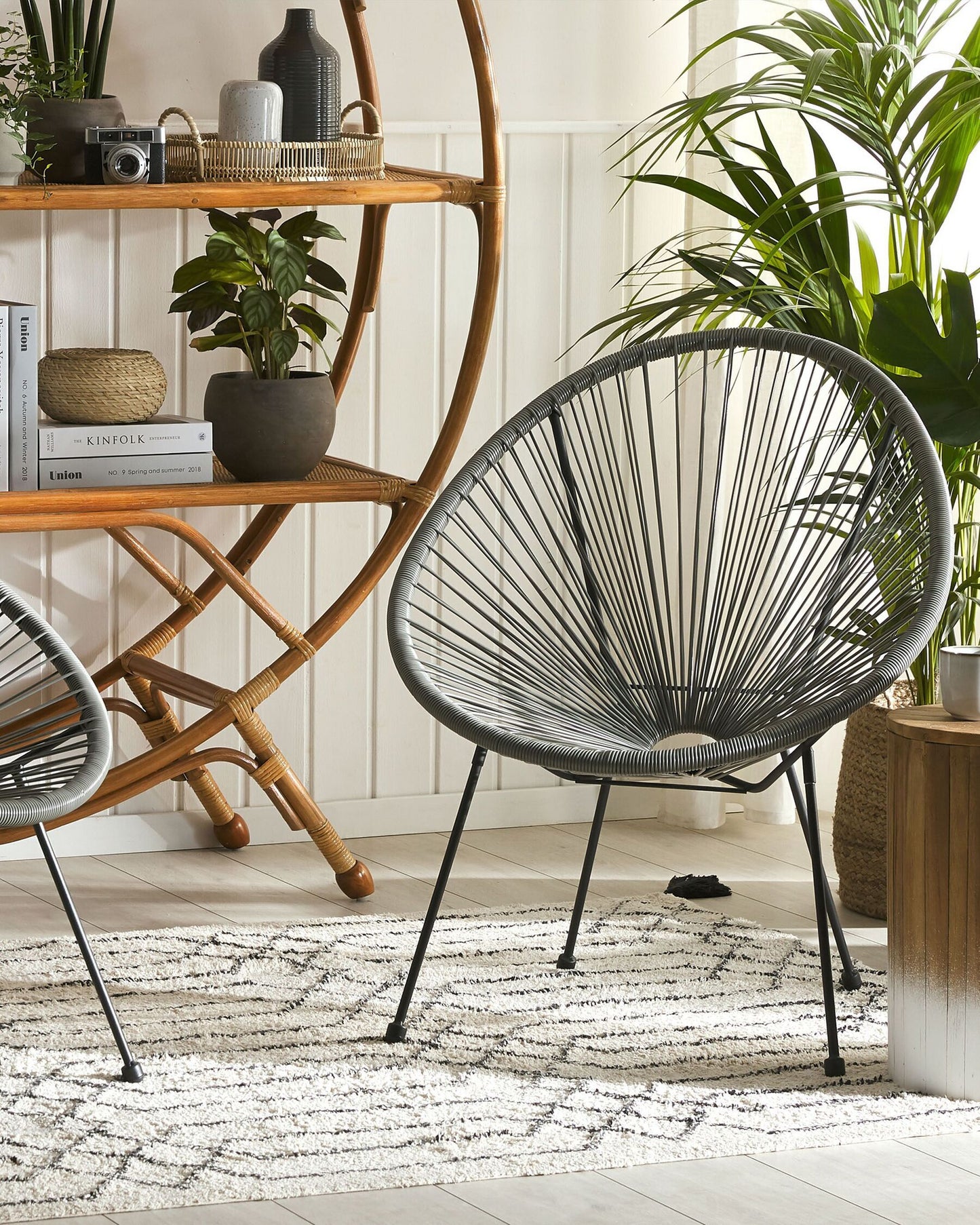 Set of 2 Garden Chairs Rattan Dark Grey