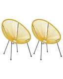 Set of 2 Garden Chairs ACAPULCO II PE Rattan Yellow