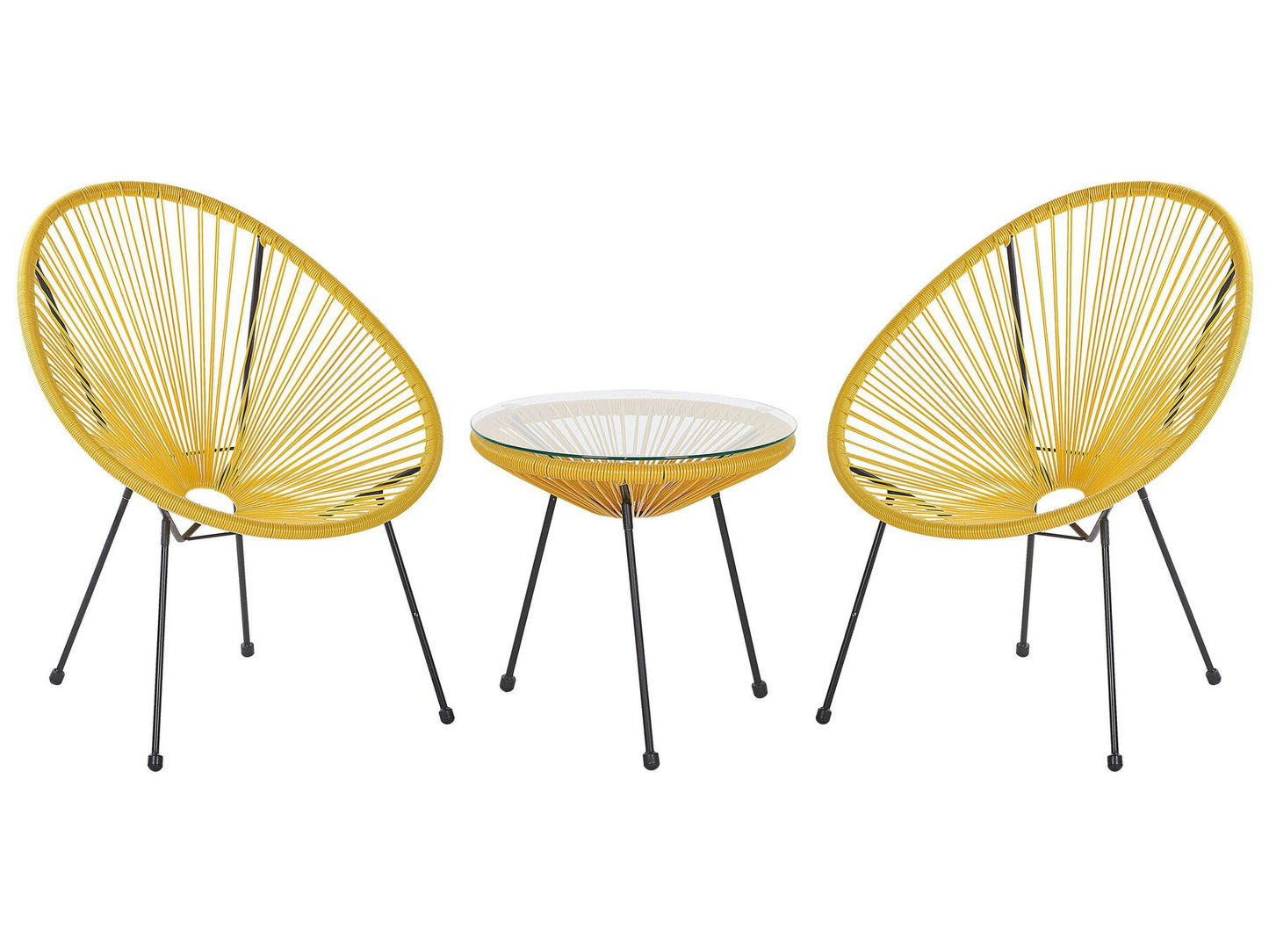 Bistro Set ACAPULCO II PE Rattan Yellow