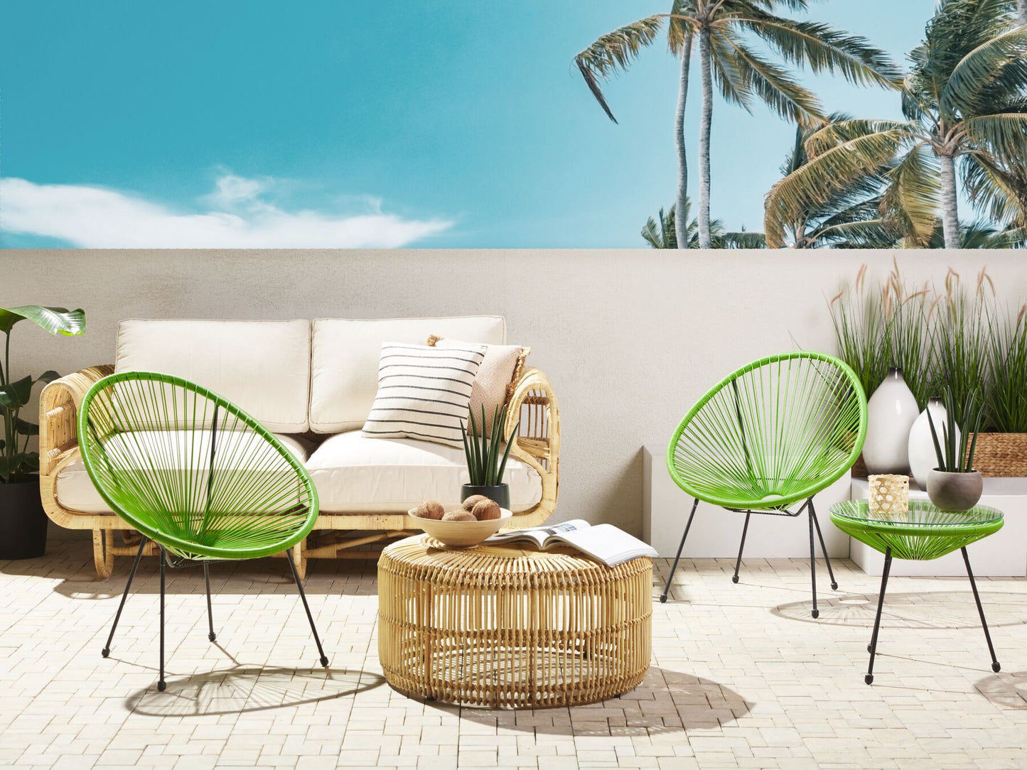 Bistro Set ACAPULCO II PE Rattan Green