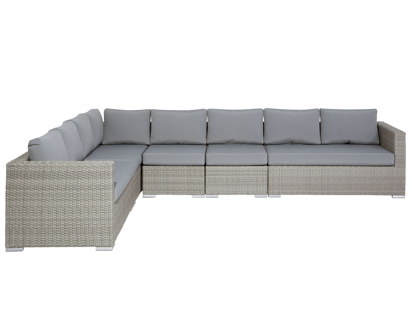 Garden Lounge Set with Table 8 Seater Right Hand Modular Rattan Grey
