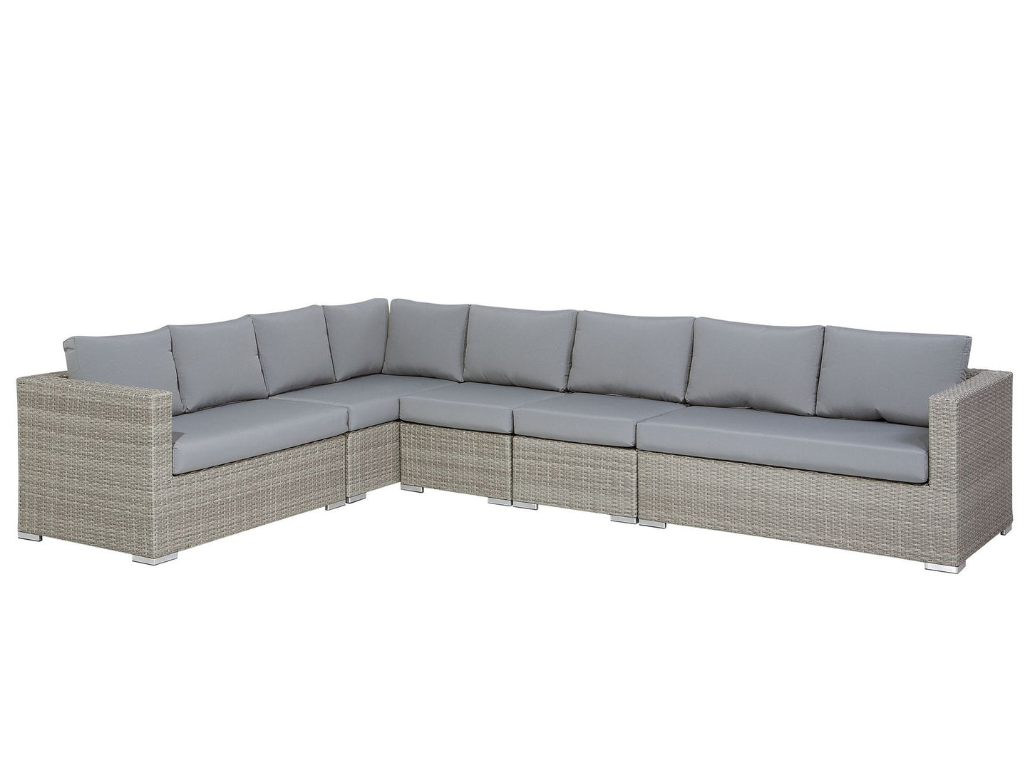 Garden Lounge Set with Table 8 Seater Right Hand Modular Rattan Grey
