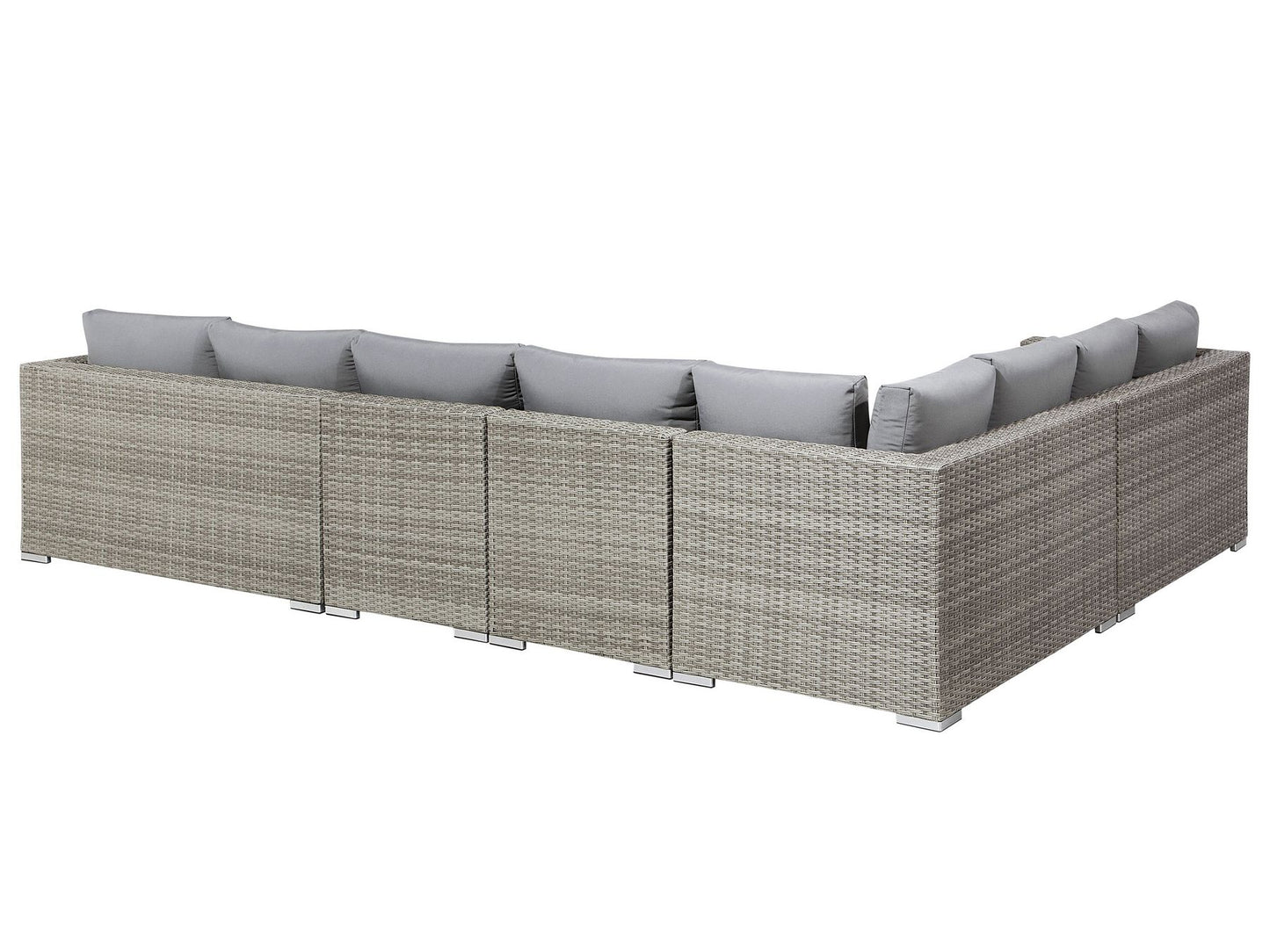 Garden Lounge Set with Table 8 Seater Right Hand Modular Rattan Grey