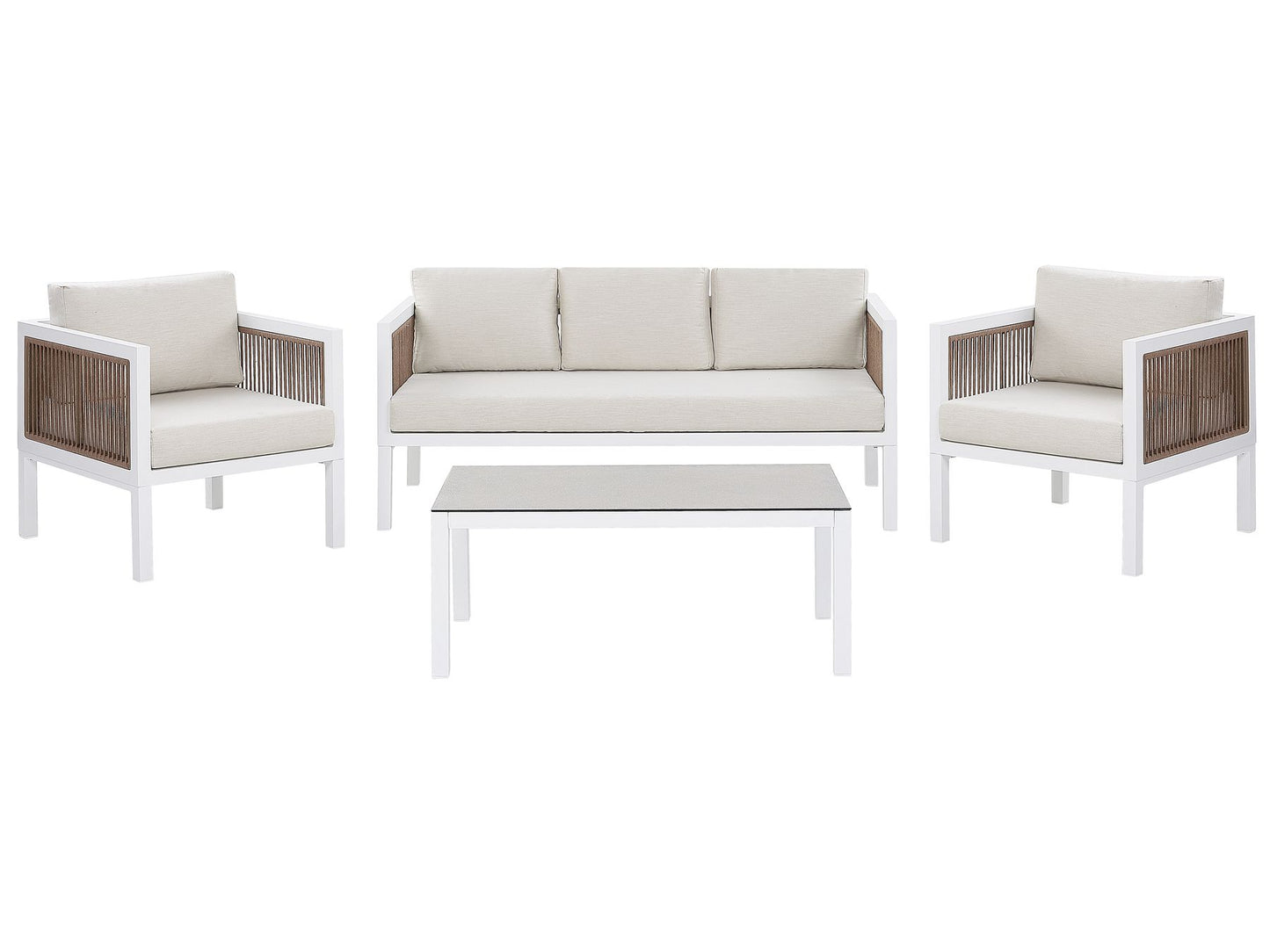 Garden Lounge Set with Table 5 Seater BORELLO Metal White