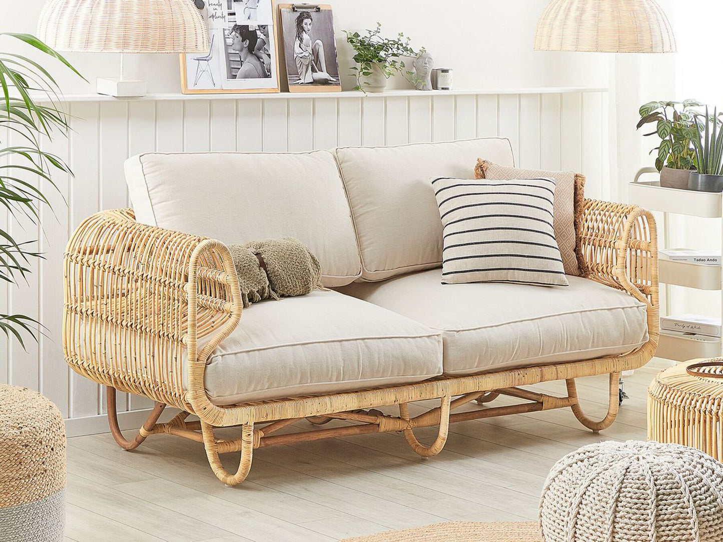 Garden Sofa 2 Seater DOLCEDO Rattan Beige