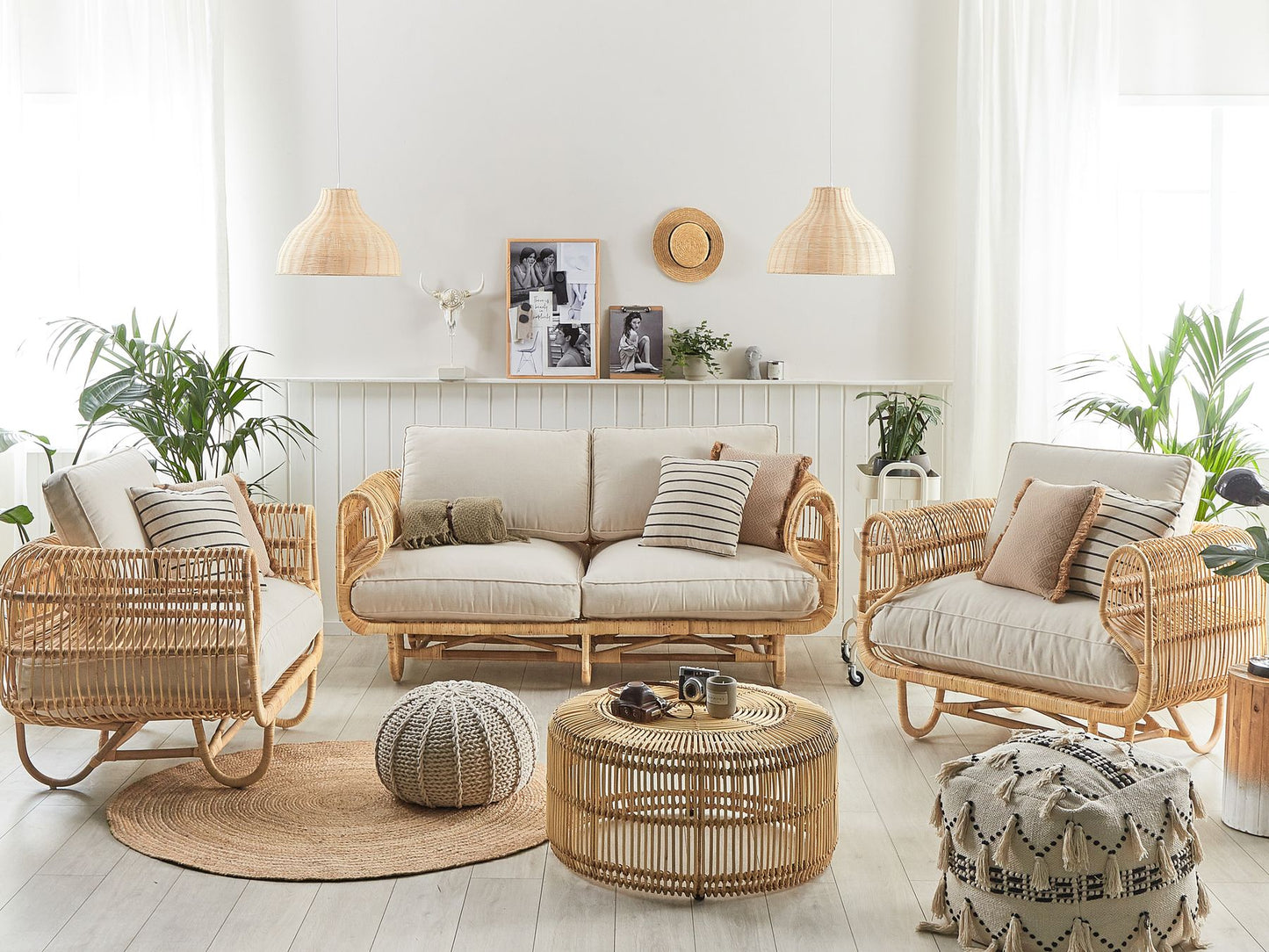 Garden Lounge Set with Table 5 Seater DOLCEDO/LIMNI Rattan Beige