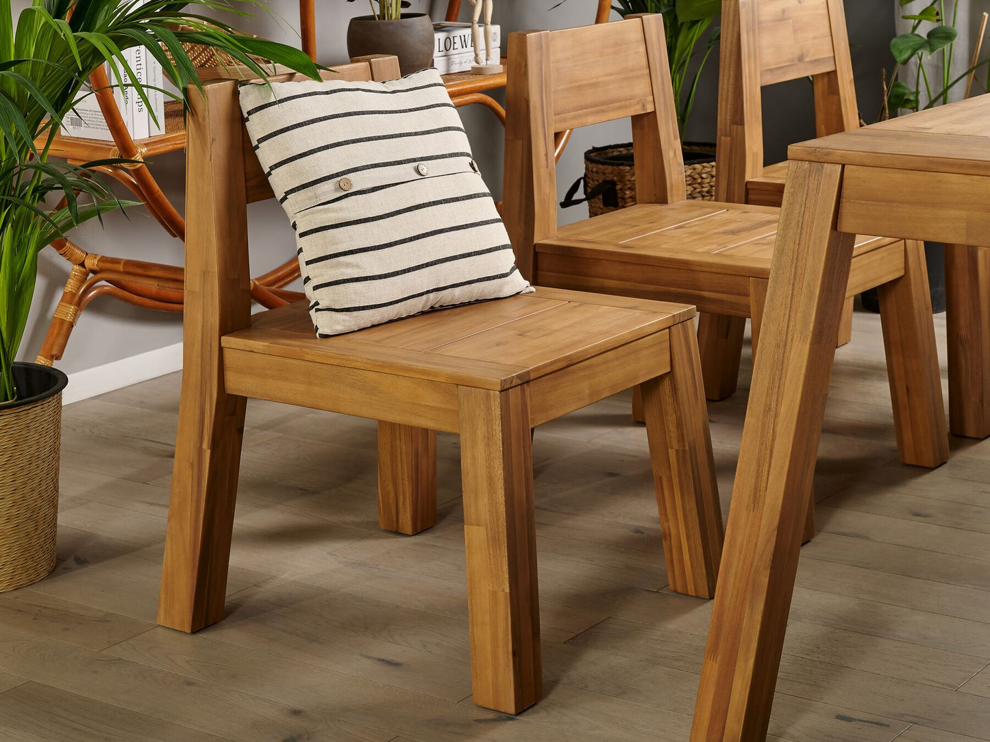 Garden Dining Set 6 Seater LIVORNO Acacia Wood Brown