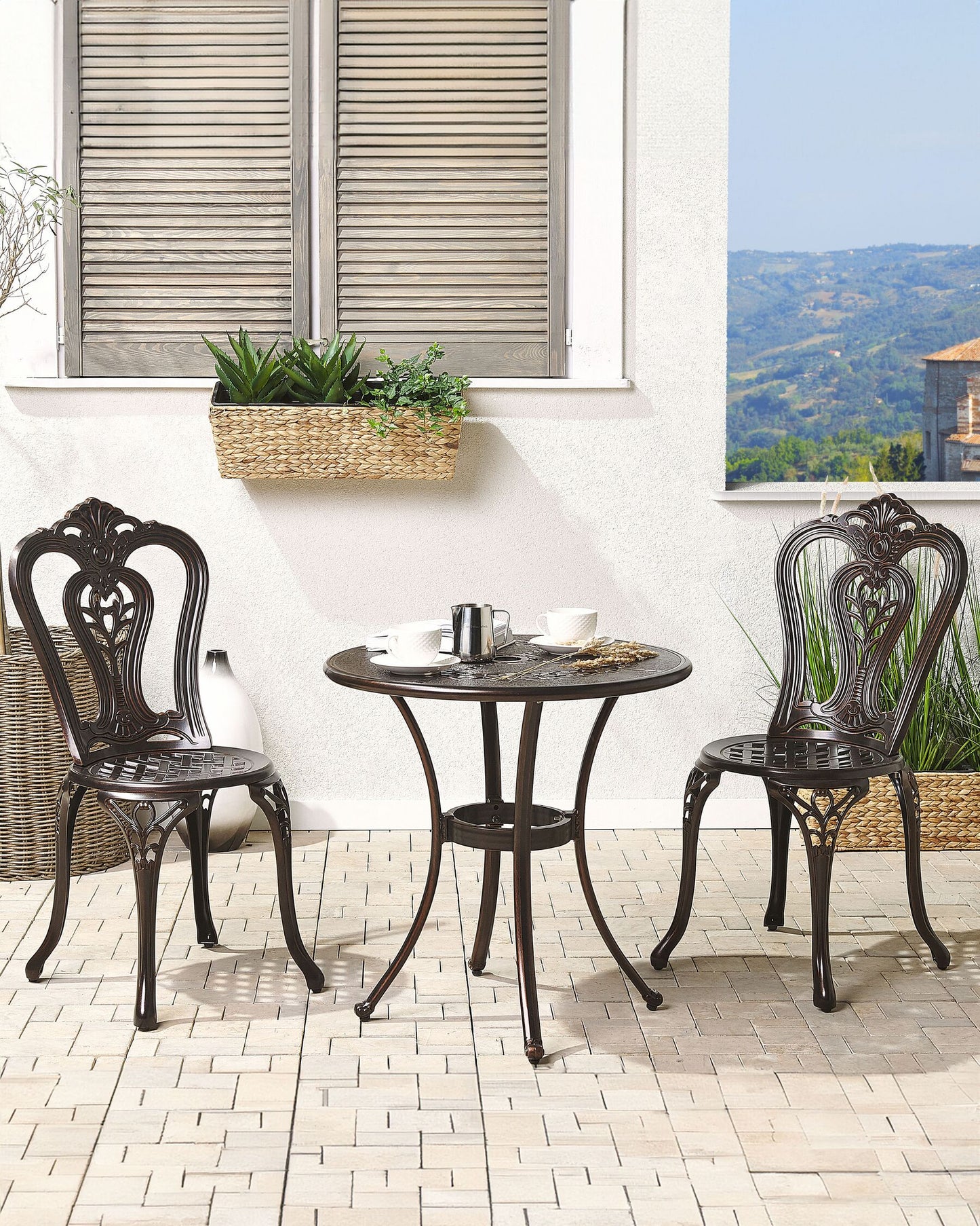 Set of 2 Garden Chairs BOVINO Metal Dark Brown