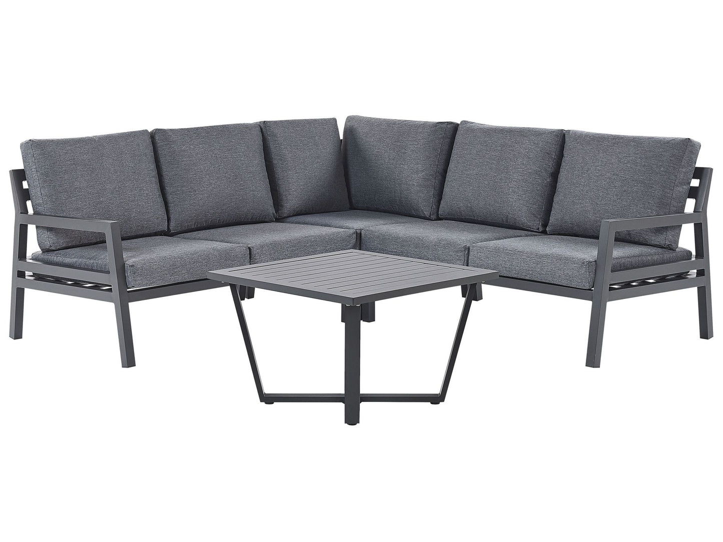 Garden Corner Sofa with Table 5 Seater VIZZINI Metal Grey