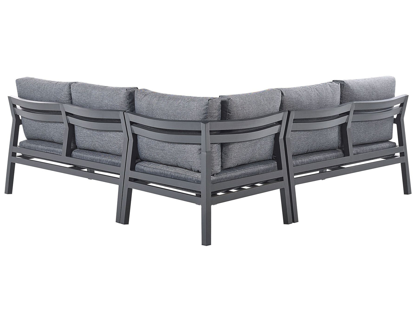 Garden Corner Sofa with Table 5 Seater VIZZINI Metal Grey