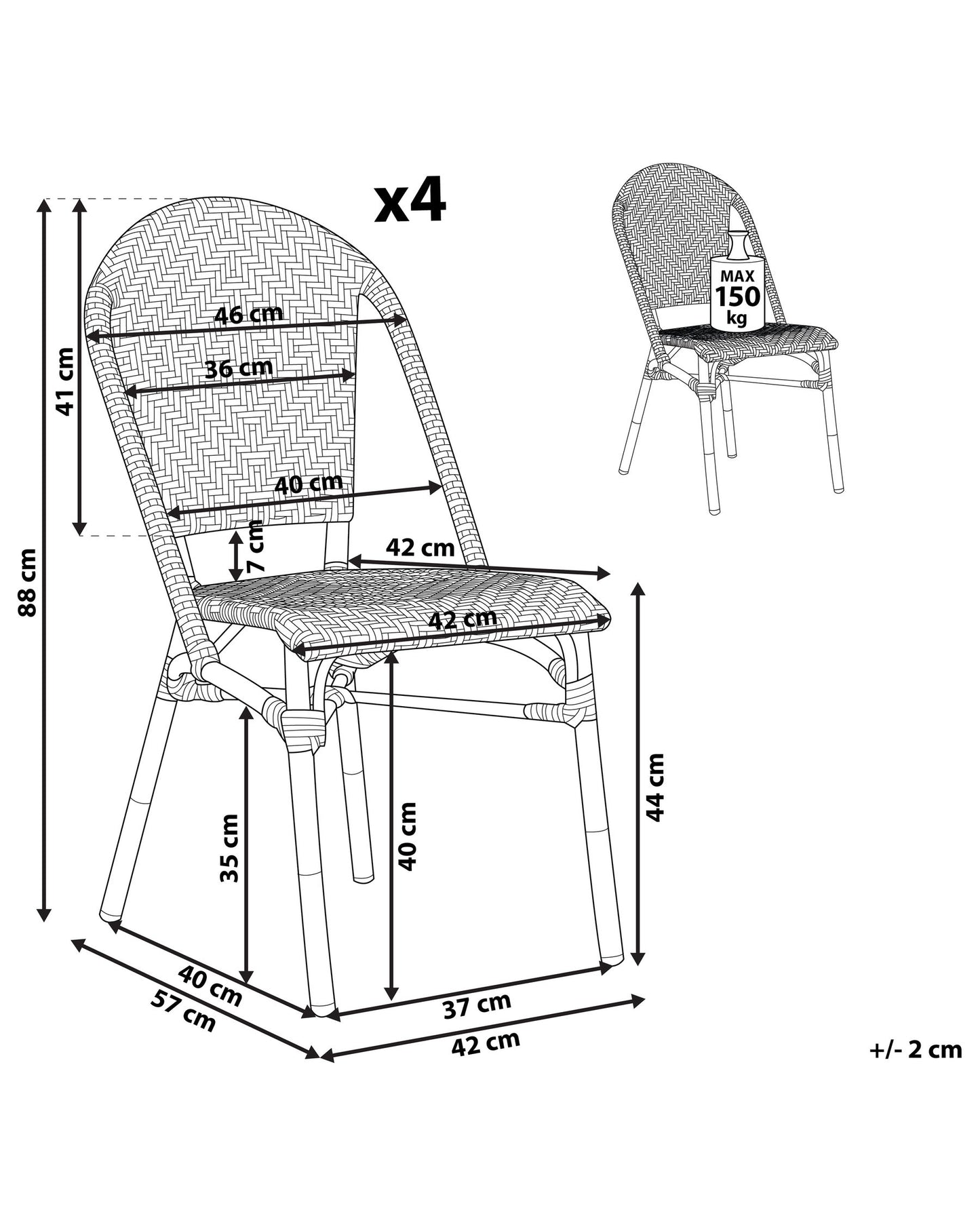 Set of 4 Garden Chairs RIFREDDO PE Rattan Blue