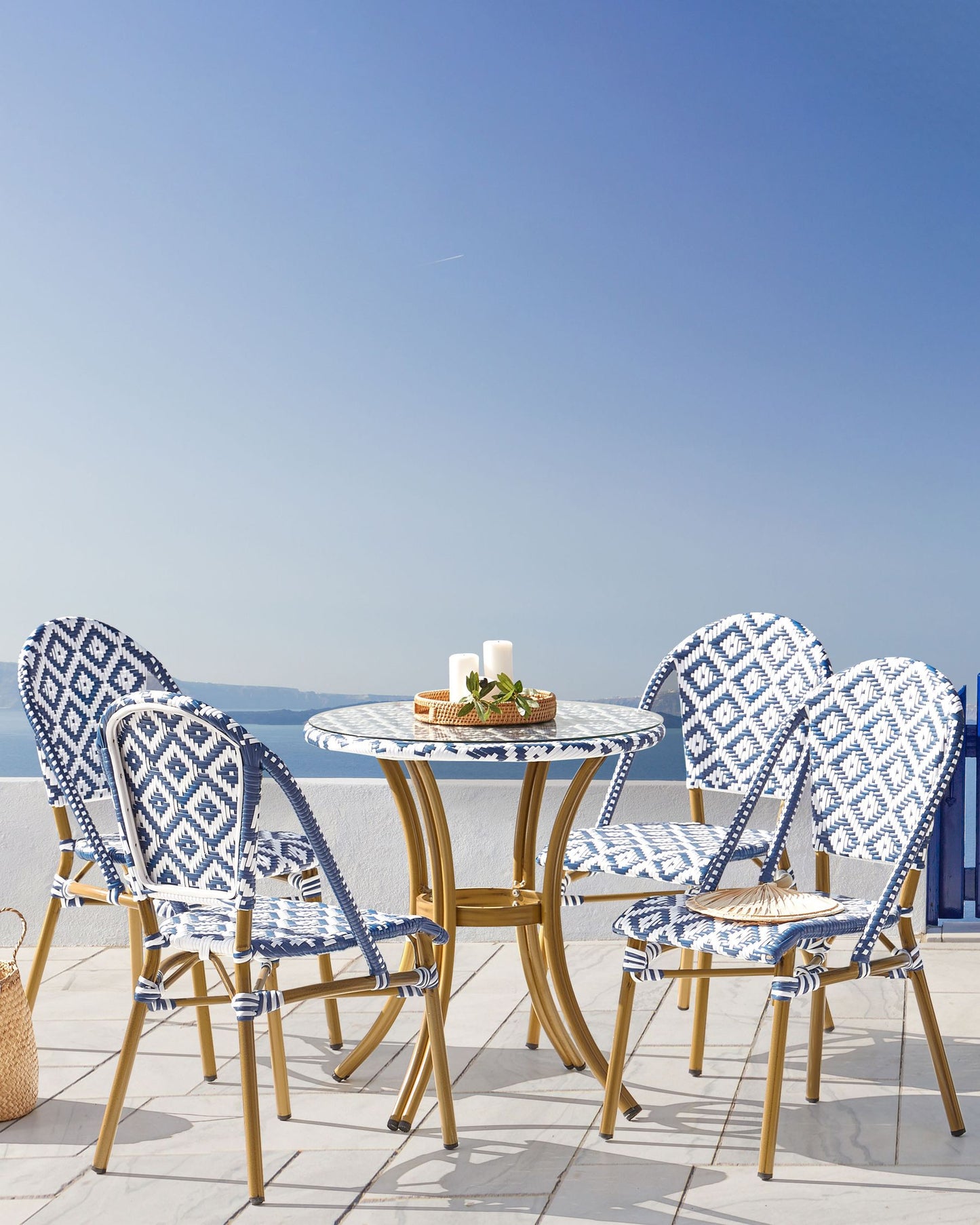 Set of 4 Garden Chairs RIFREDDO PE Rattan Blue