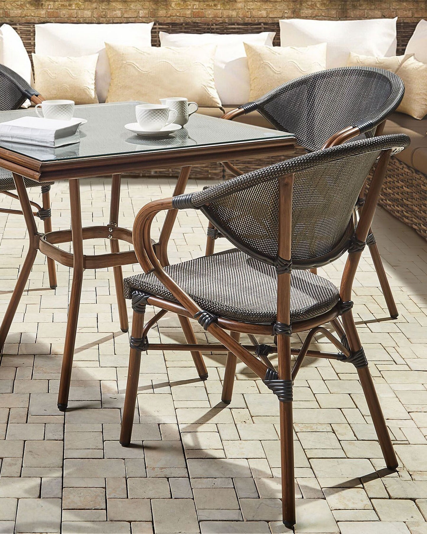 Set of 4 Garden Chairs CASPRI Metal Grey