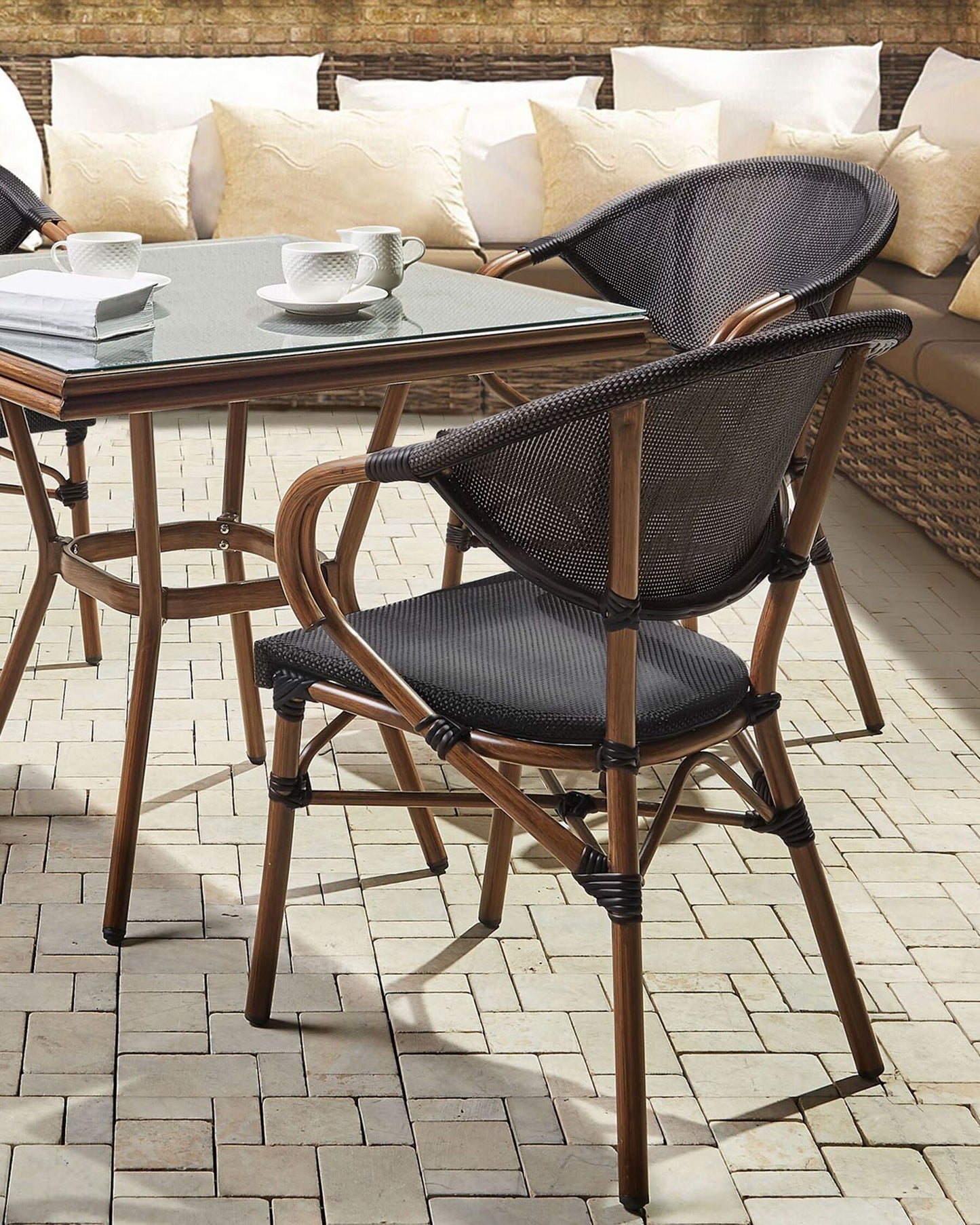 Set of 4 Garden Chairs CASPRI Metal Black