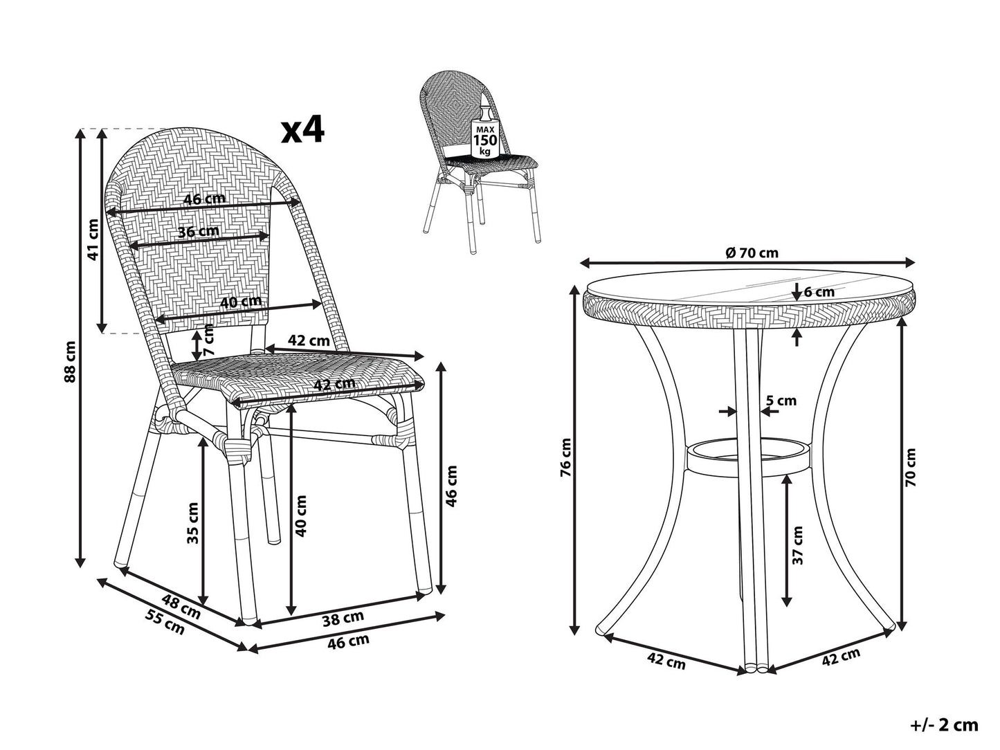 Garden Dining Set 4 Seater RIFREDDO PE Rattan Blue