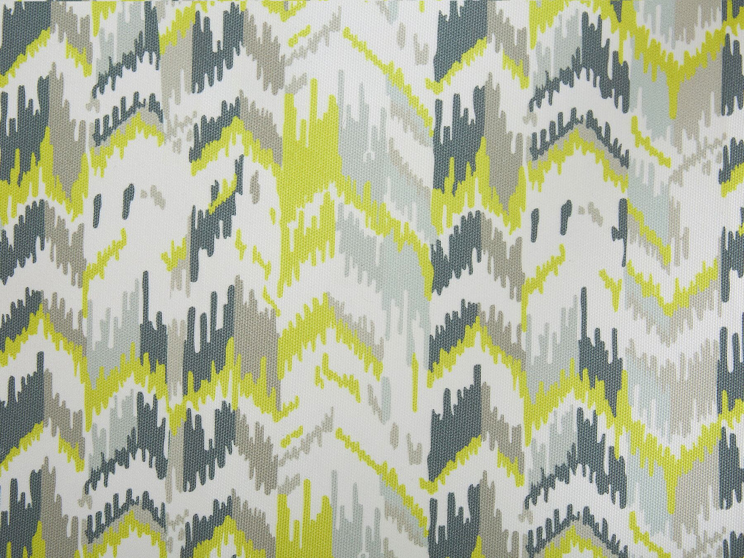 Set of 2 Acacia Folding Deck Chairs and 2 Replacement Fabrics Light Wood with Off-White / Yellow and Grey Pattern ANZIO