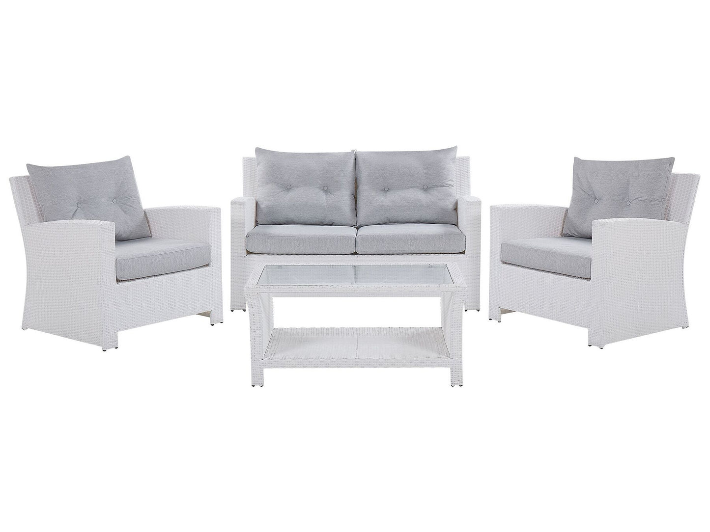 Garden Lounge Set with Table 4 Seater MARINO PE Rattan White