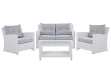 Garden Lounge Set with Table 4 Seater MARINO PE Rattan White