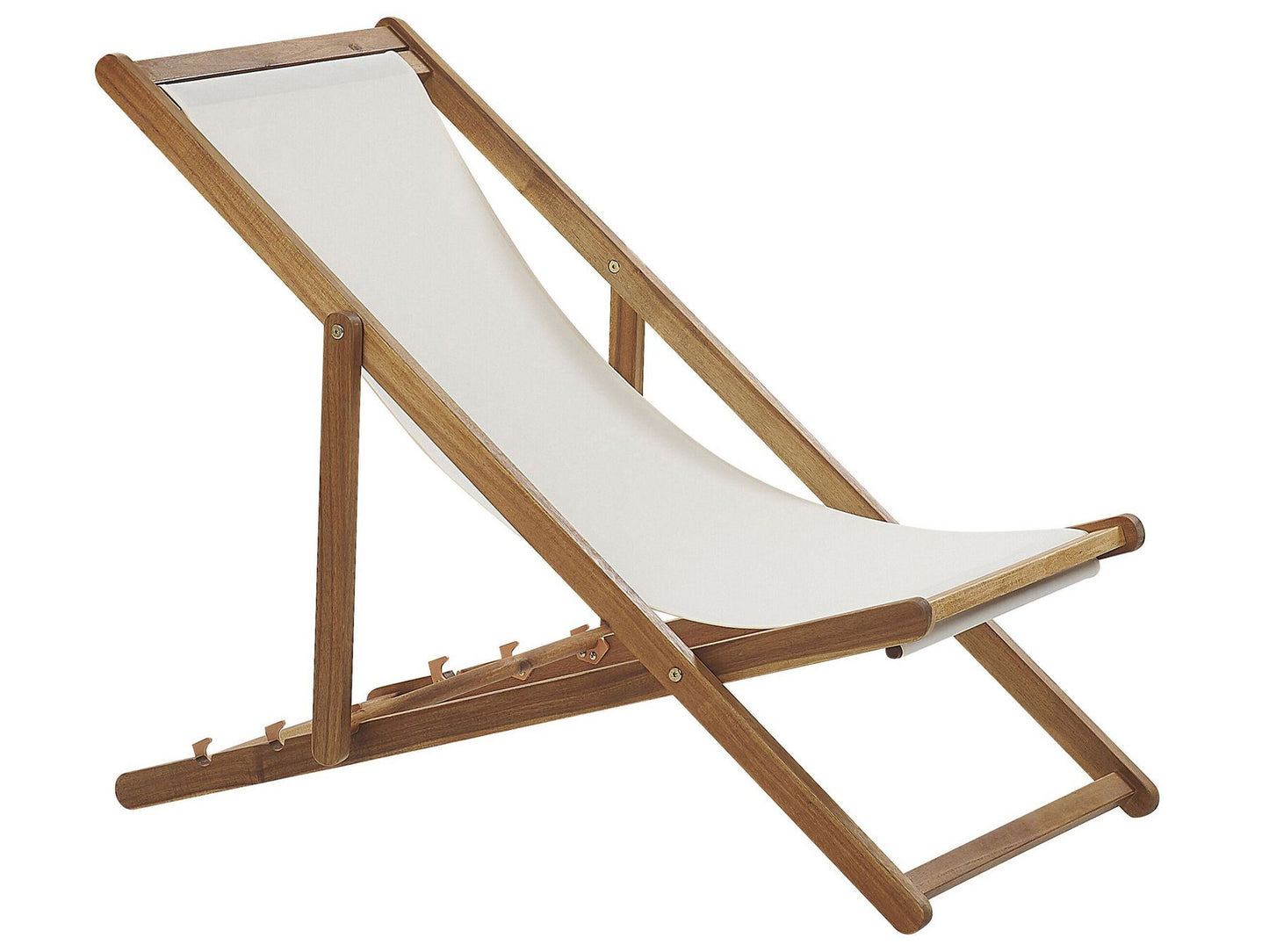 Set of 2 Acacia Folding Deck Chairs and 2 Replacement Fabrics Light Wood with Off-White / Flamingo Pattern ANZIO