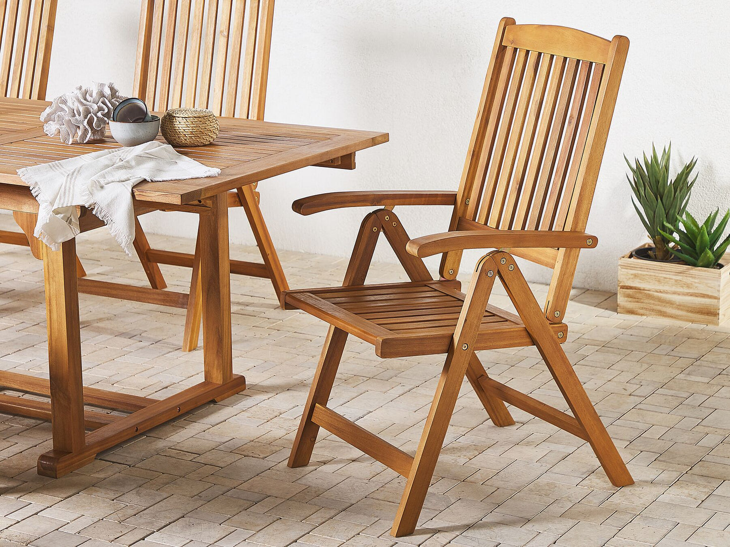 Garden Dining Set 6 Seater JAVA Acacia Wood Light Brown