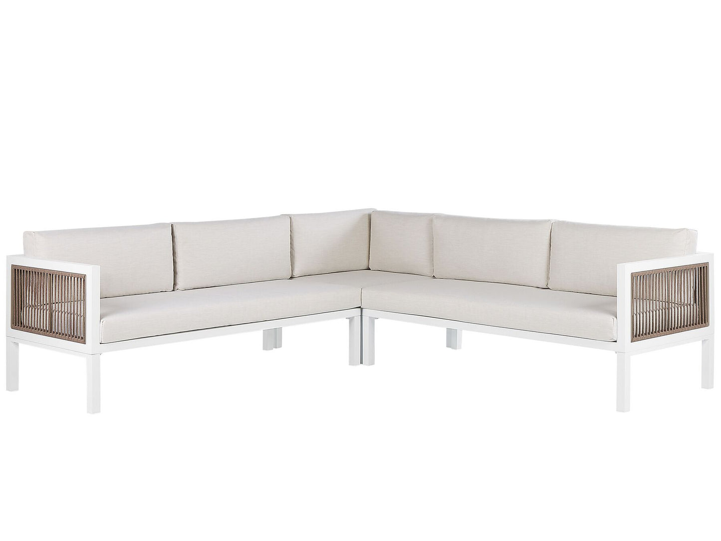 Garden Corner Sofa with Table 4 Seater BORELLO Left Hand Metal Beige