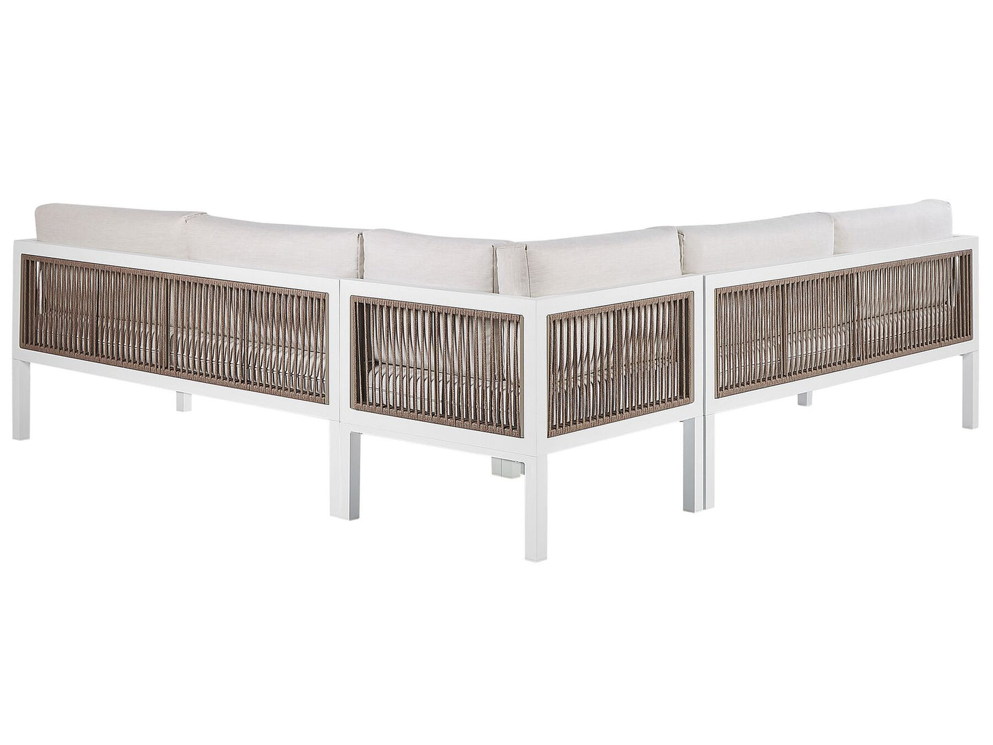 Garden Corner Sofa with Table 4 Seater BORELLO Left Hand Metal Beige