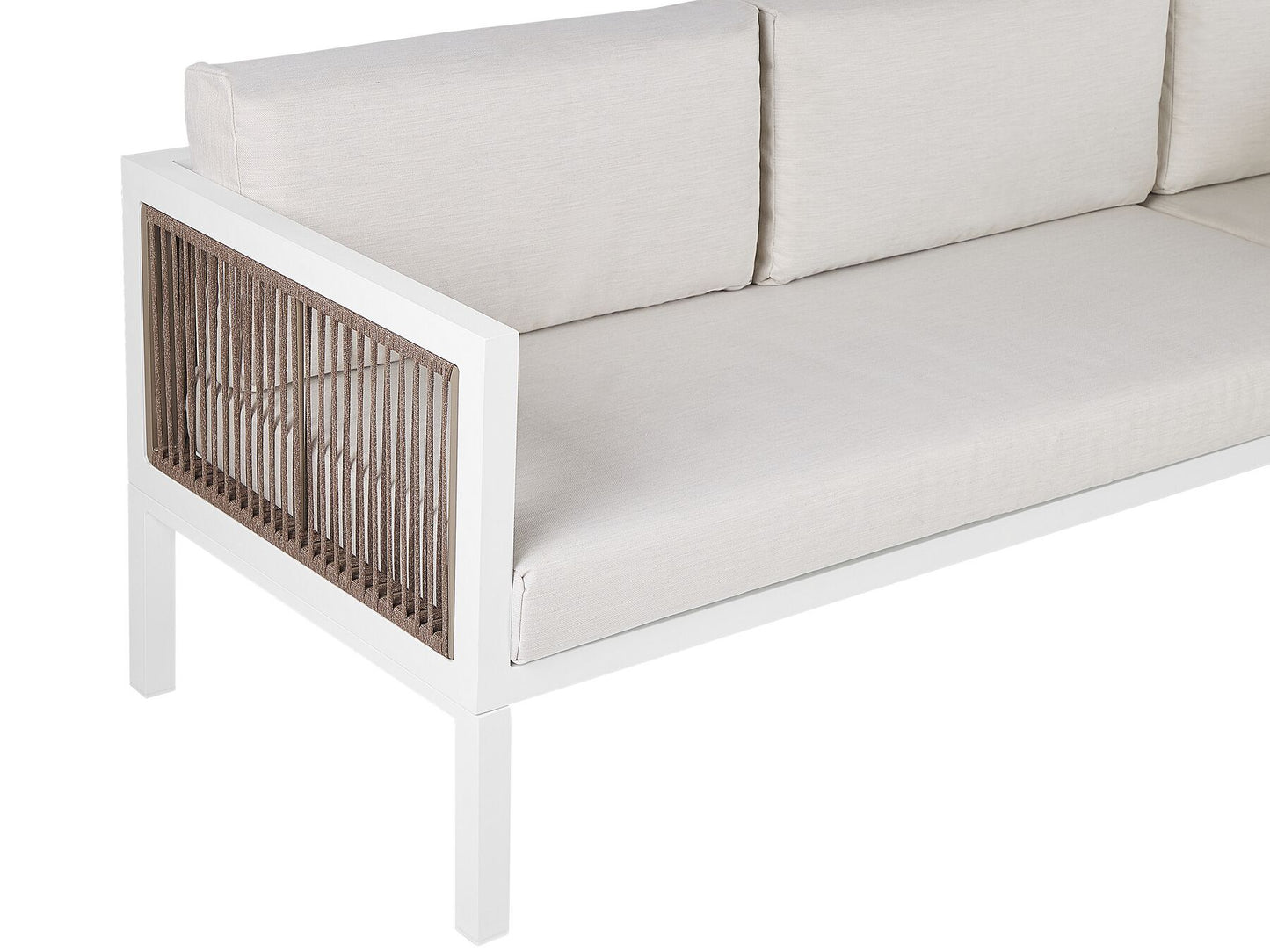 Garden Corner Sofa with Table 4 Seater BORELLO Left Hand Metal Beige