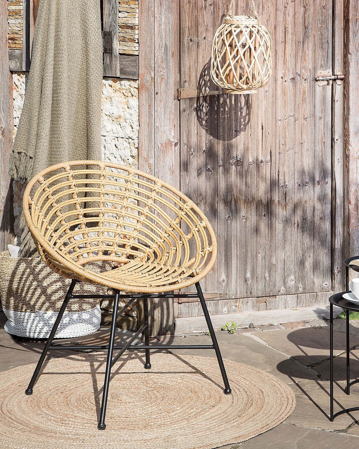 Set of 2 Garden Chairs ACERRA PE Rattan Light Brown
