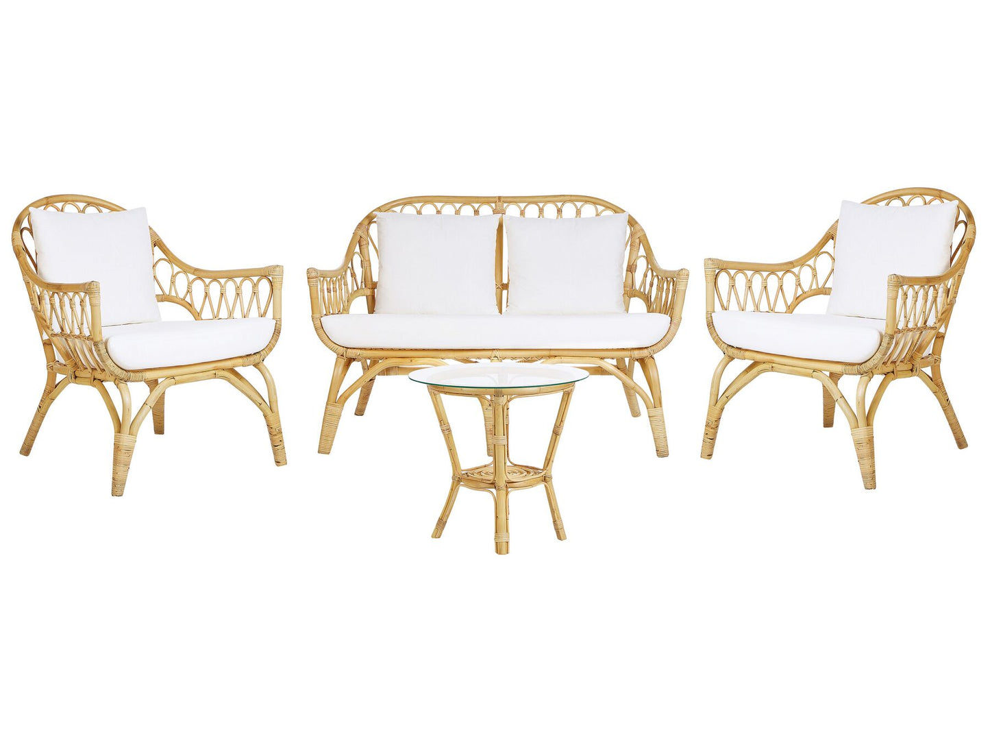 Garden Lounge Set with Table 4 Seater SIBARI Rattan Natural