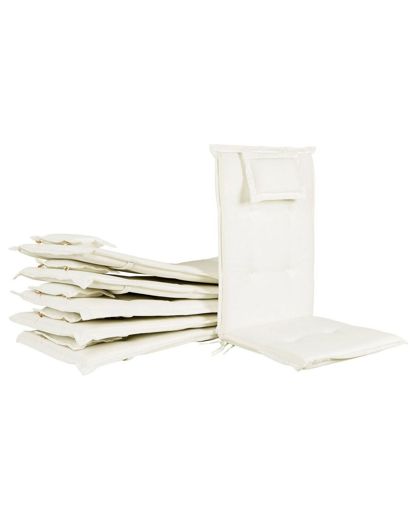Set of 6 Garden Chairs with Cushions JAVA Acacia Wood Off-White