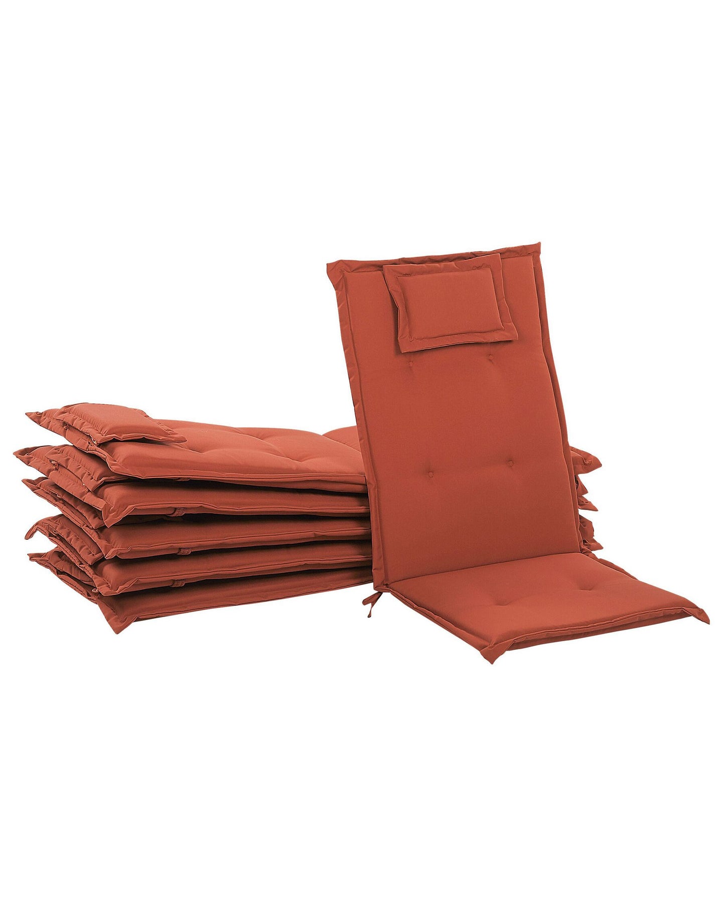 Set of 6 Garden Chairs with Cushions JAVA Acacia Wood Dark Red