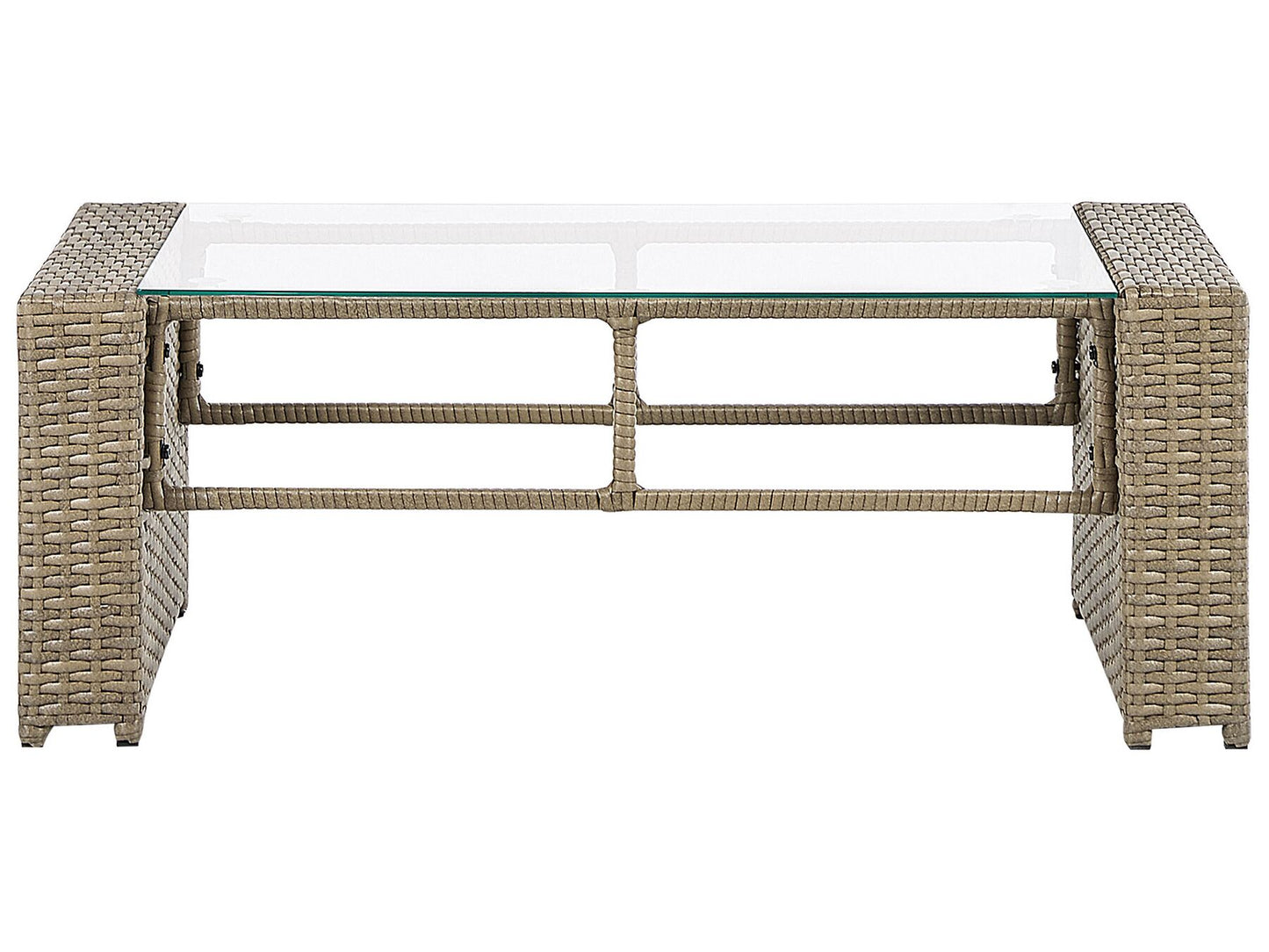 Garden Lounge Set with Table 4 Seater LUCA PE Rattan Light Brown