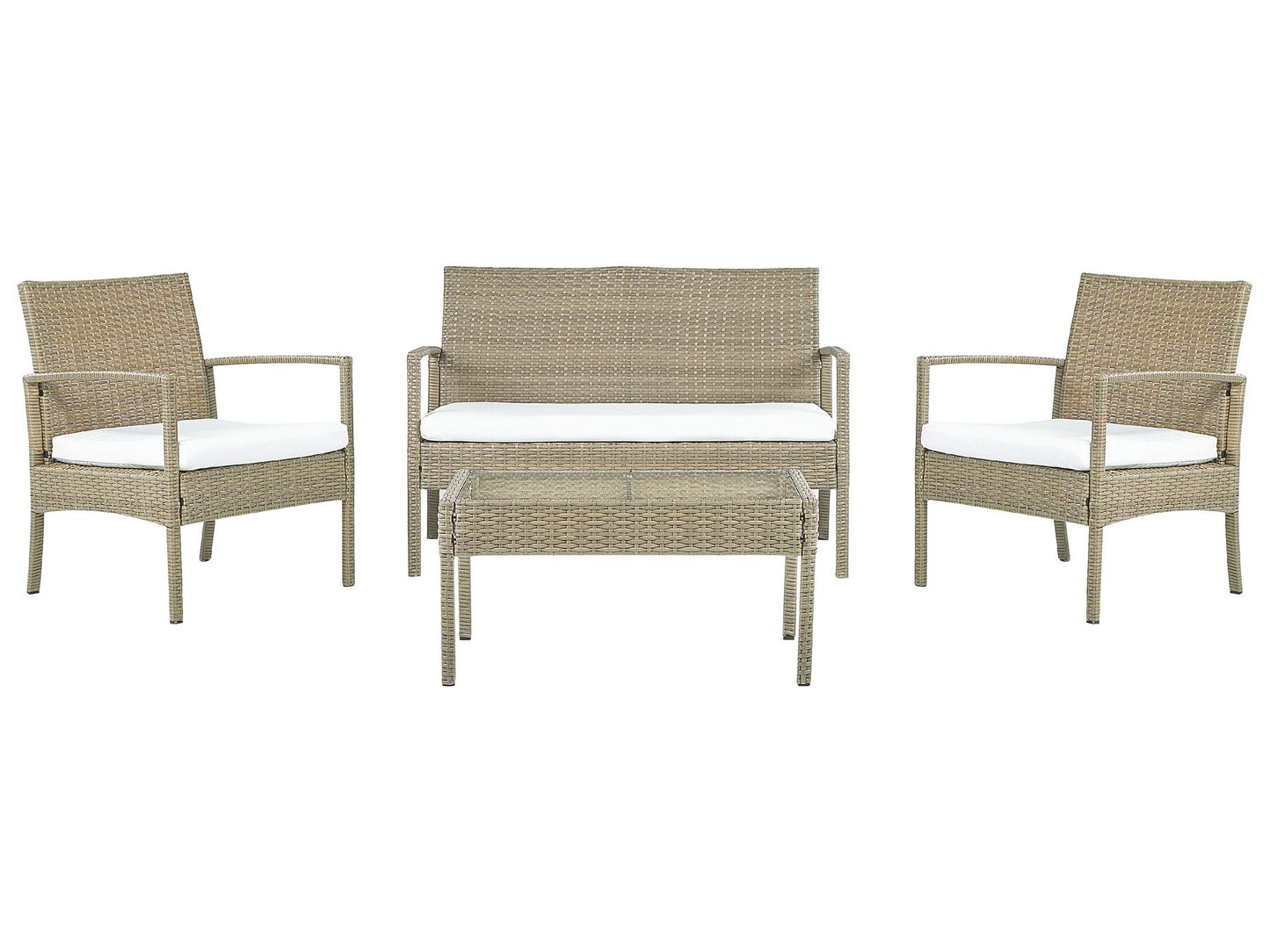 Garden Lounge Set with Table 4 Seater MARSALA PE Rattan Light Brown