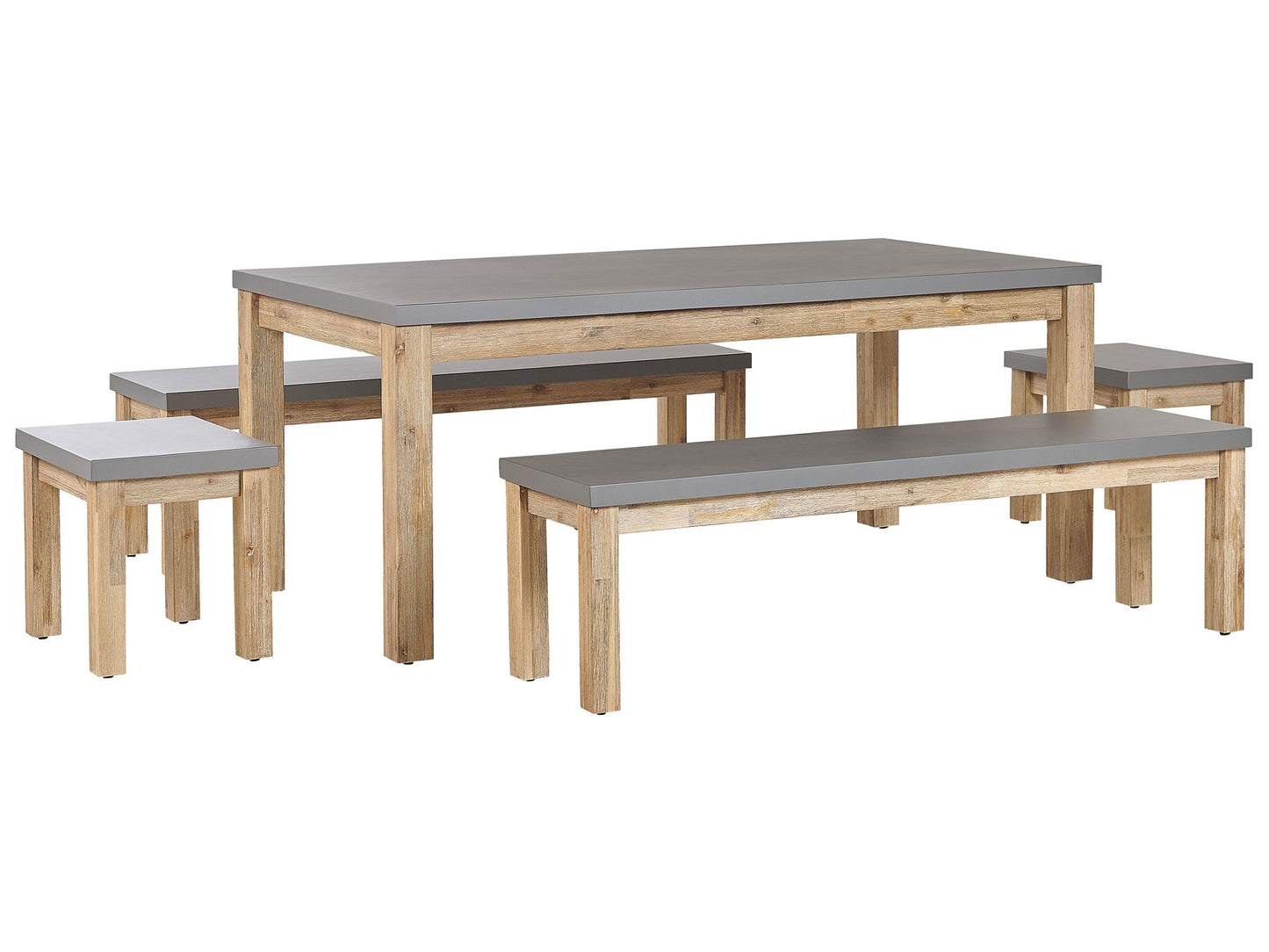 Garden Dining Set with Benches and Stools 8 Seater OSTUNI Concrete Grey