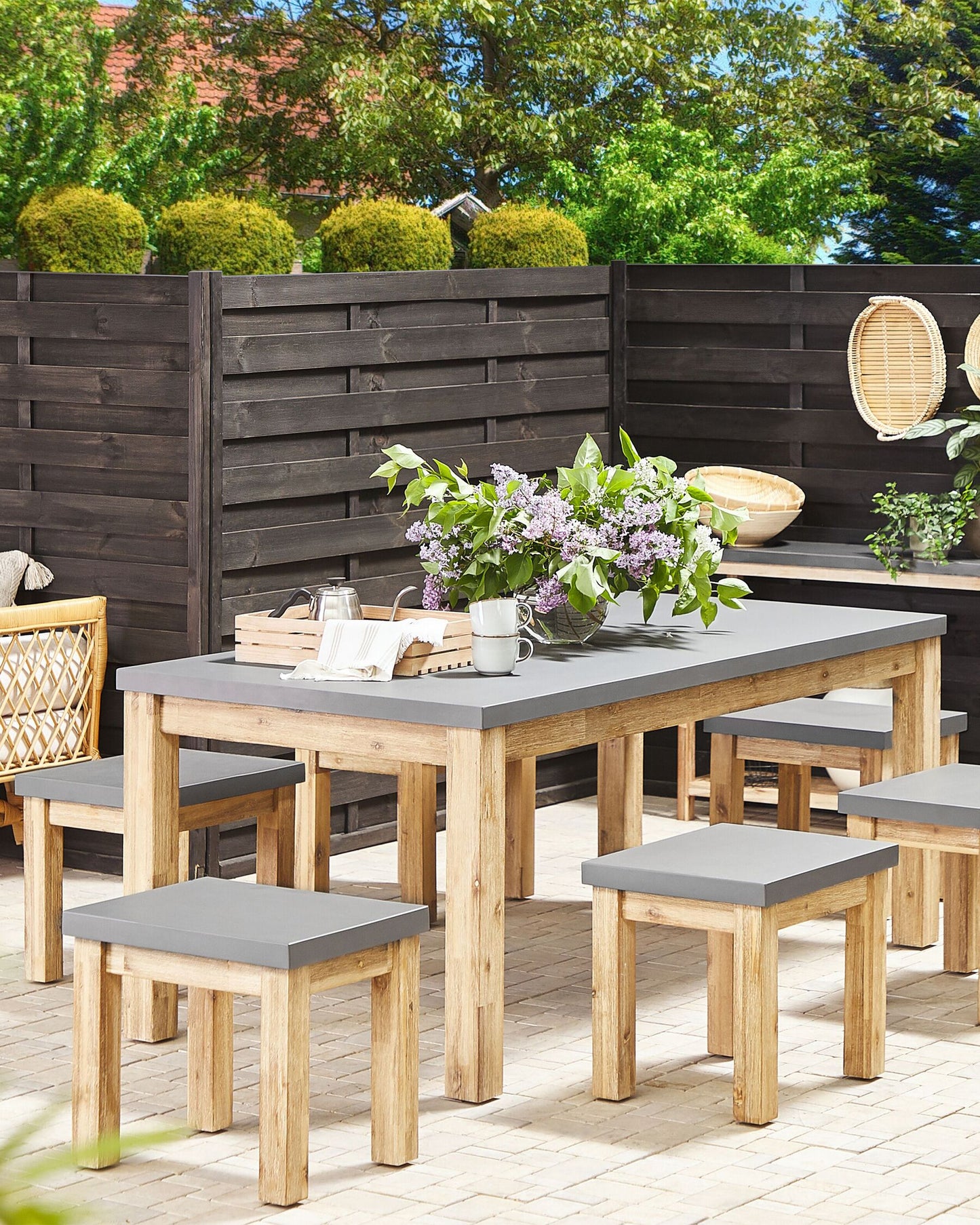 Set of 2 Garden Chairs OSTUNI Concrete Grey