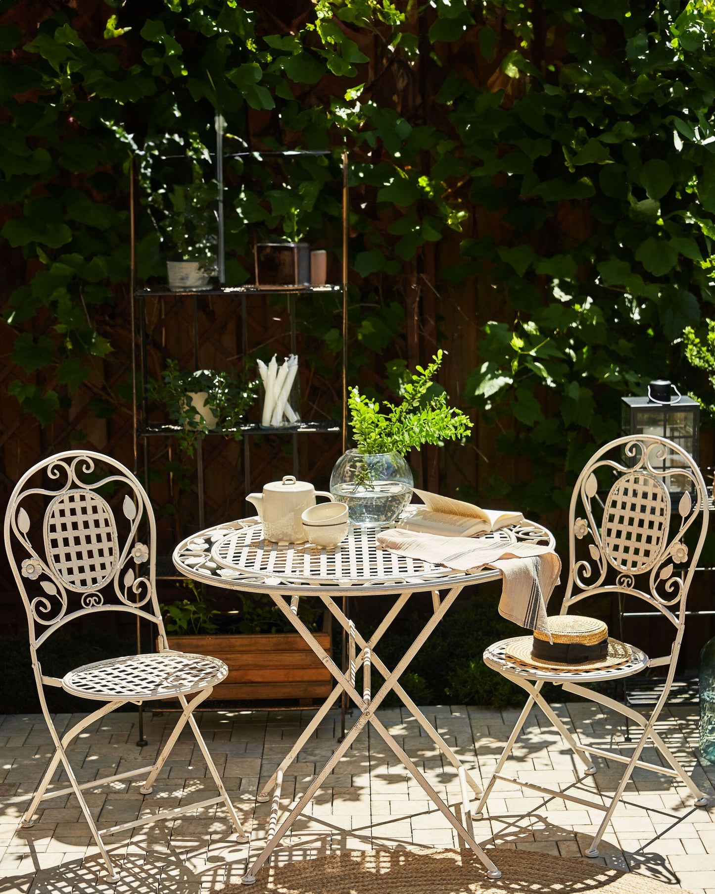 Set of 4 Garden Chairs BIVIO Folding Metal Off-White