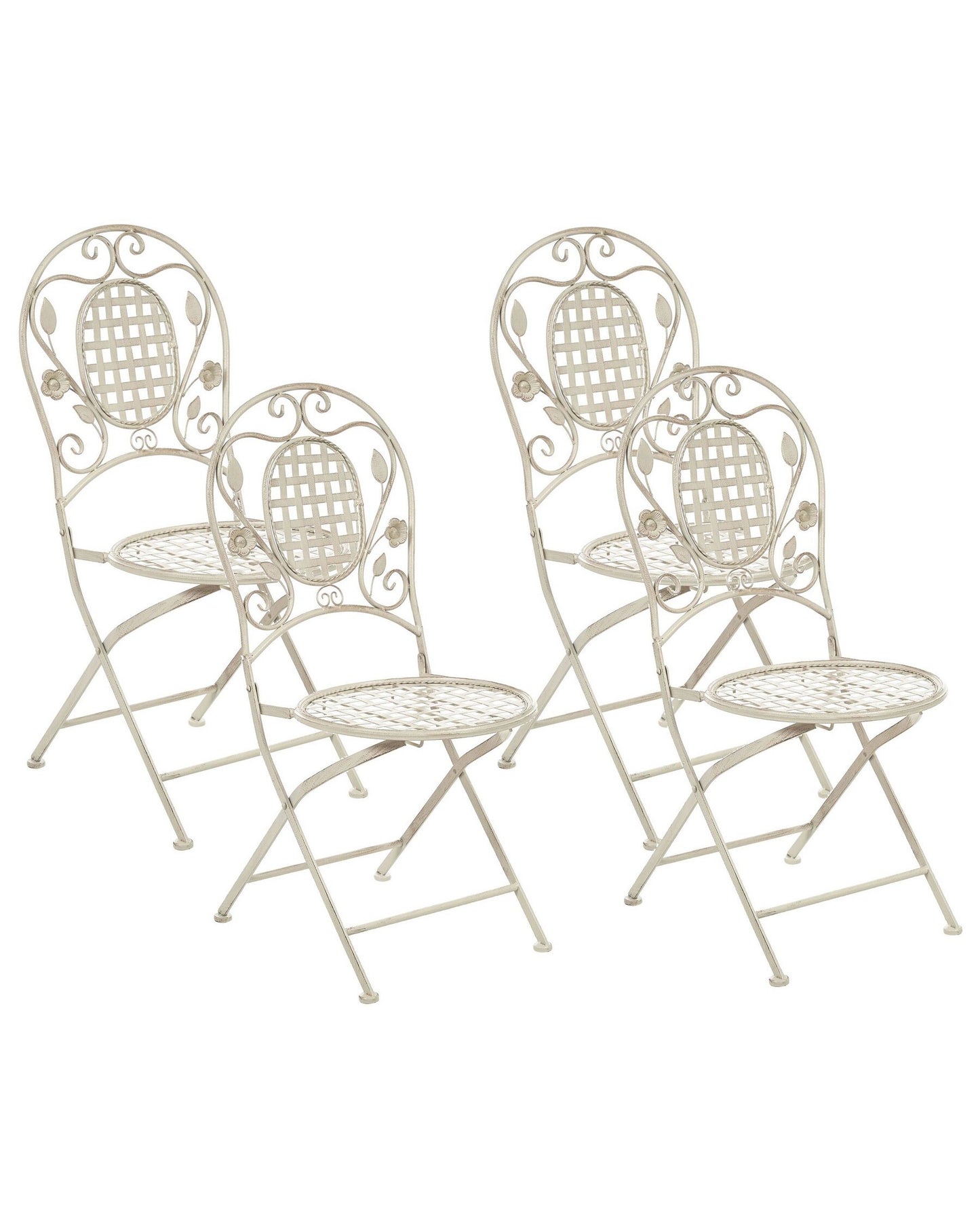 Set of 4 Garden Chairs BIVIO Folding Metal Off-White