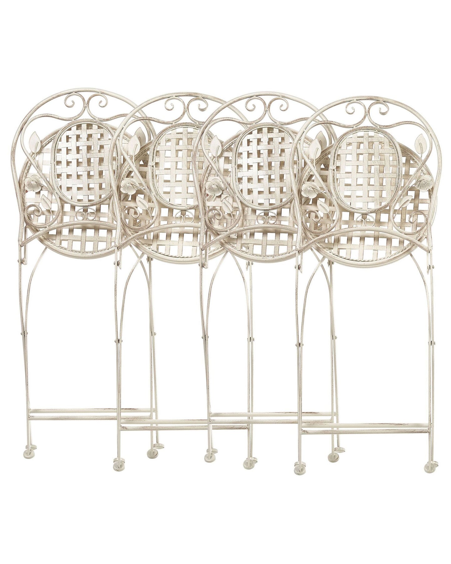 Set of 4 Garden Chairs BIVIO Folding Metal Off-White