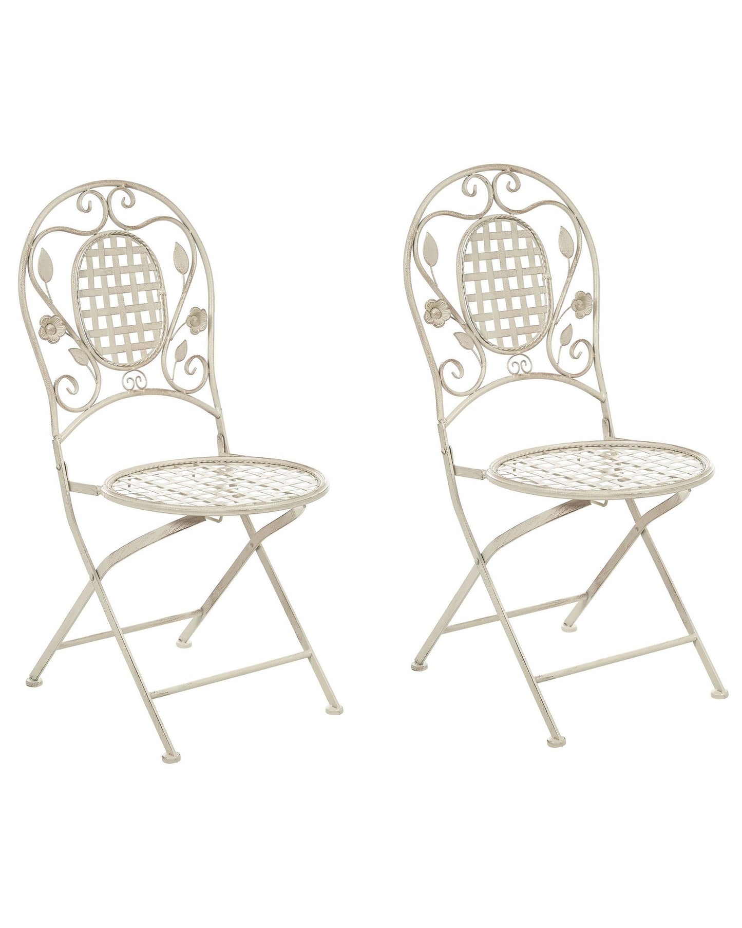 Set of 2 Garden Chairs BIVIO Folding Metal Off-White