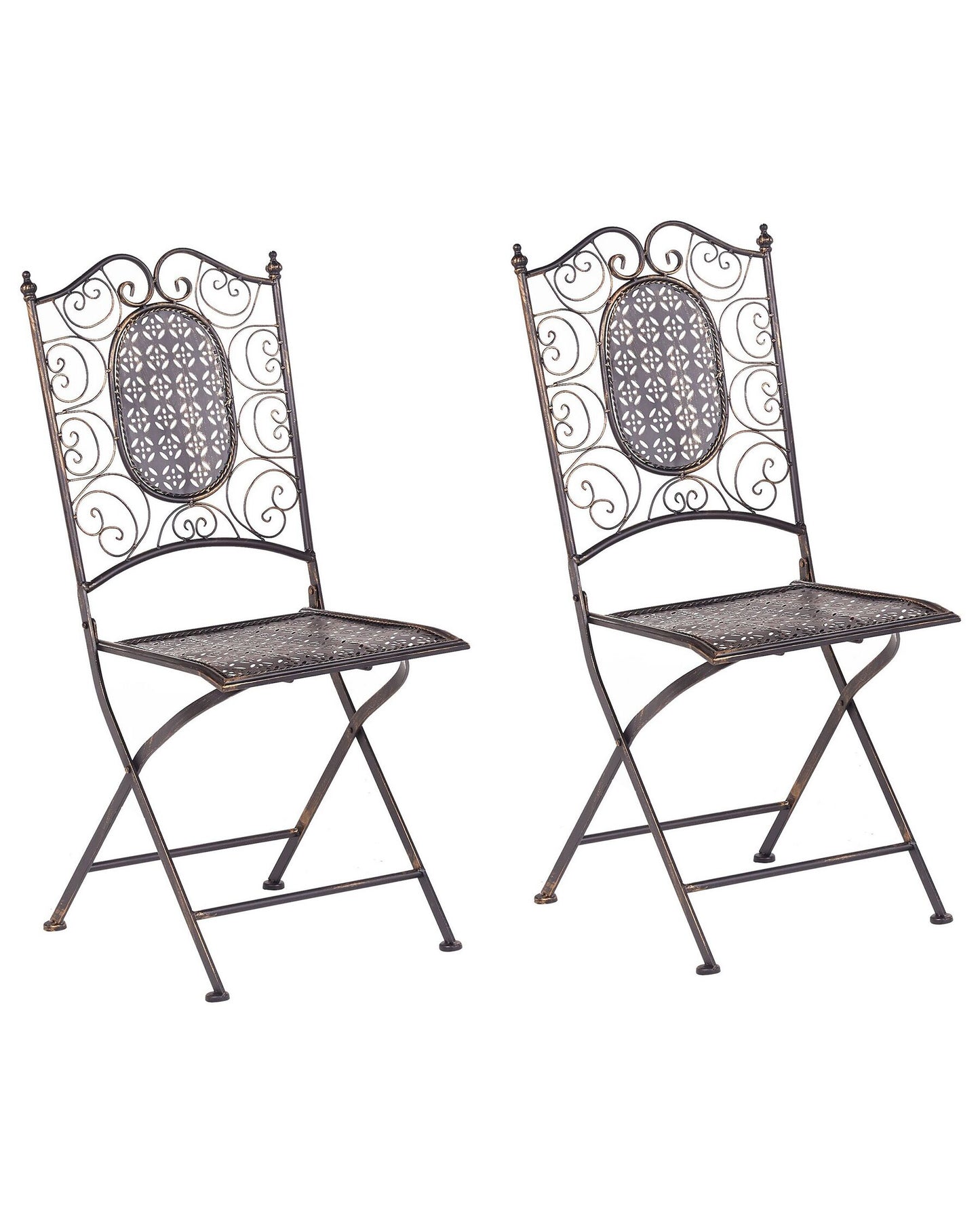 Set of 2 Garden Chairs BORMIO Folding Metal Black