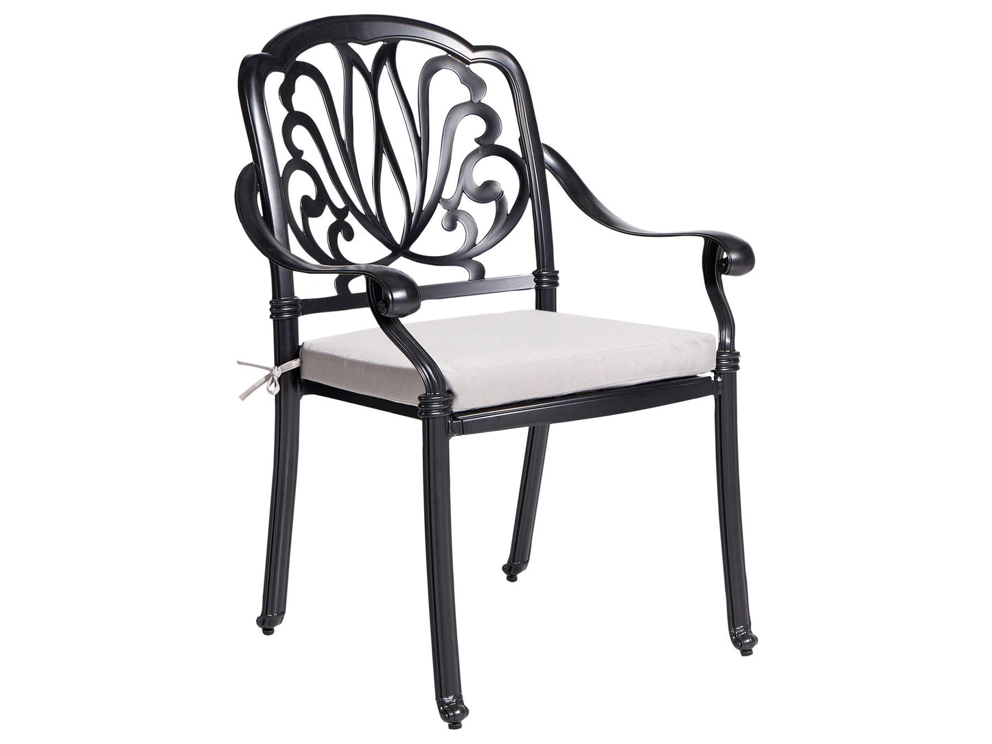 Garden Dining Set 4 Seater ANCONA with Cushions Metal Black