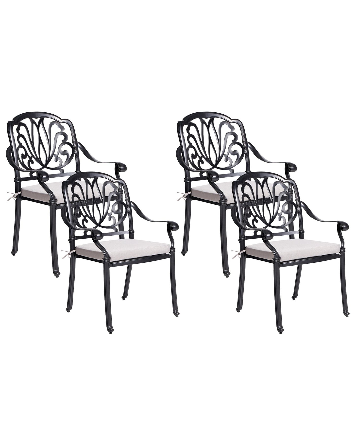 Set of 4 Garden Chairs with Cushions ANCONA Metal Black