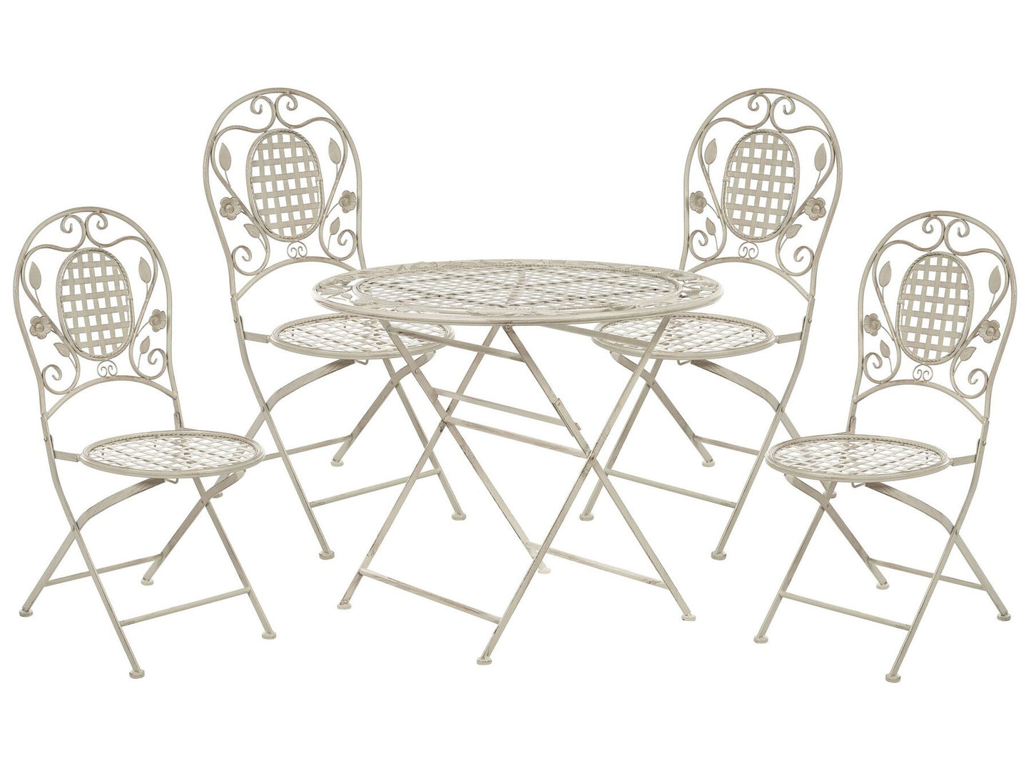 Garden Dining Set 4 Seater BIVIO Folding Metal Off-White