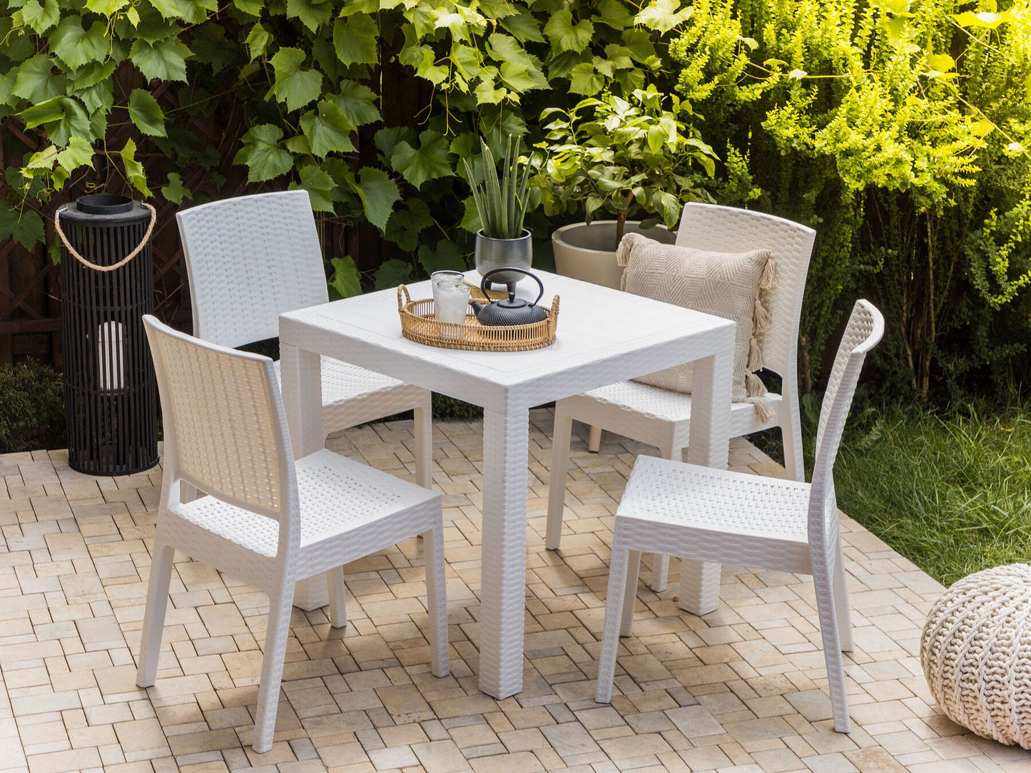 Garden Dining Set 4 Seater FOSSANO White