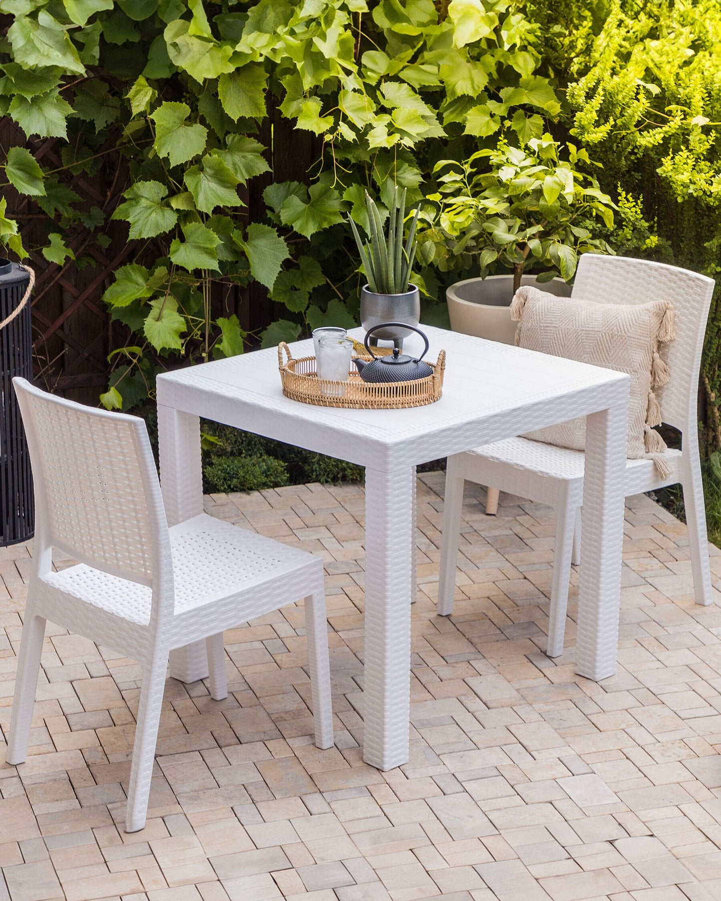 Set of 2 Garden Chairs FOSSANO Synthetic Material White