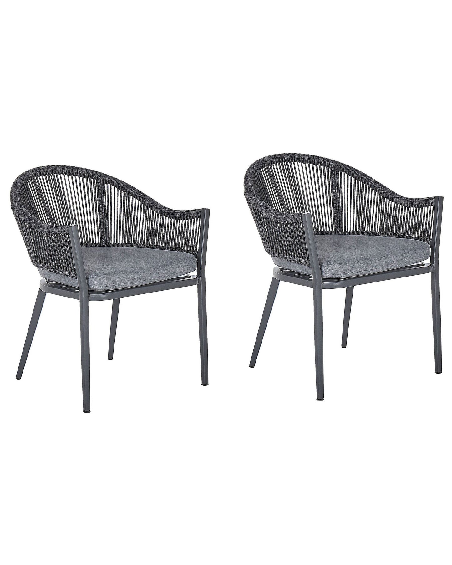 Set of 2 Garden Chairs with Cushions MILETO Metal Grey