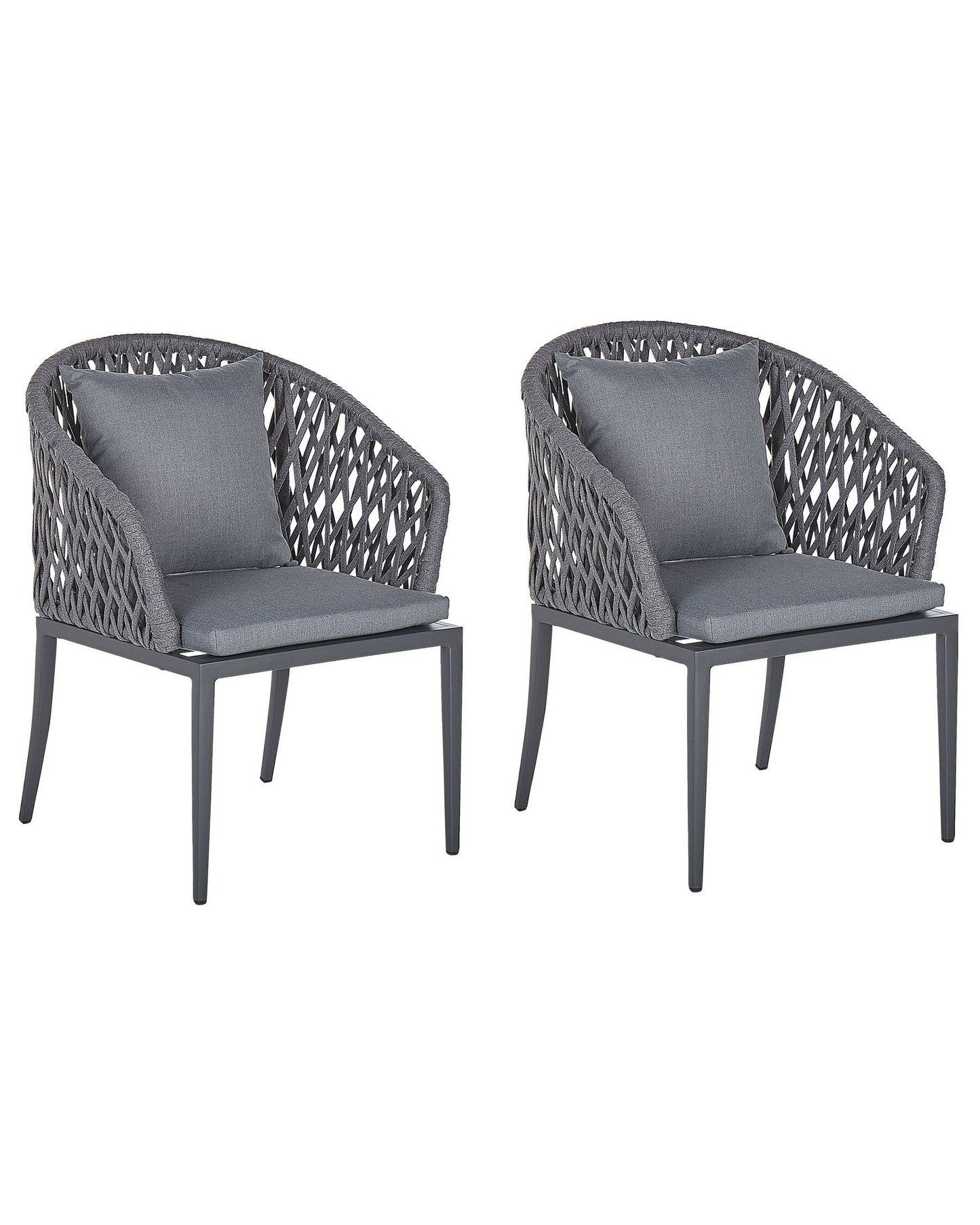 Set of 2 Garden Chairs with Cushions LIPARI Metal Grey