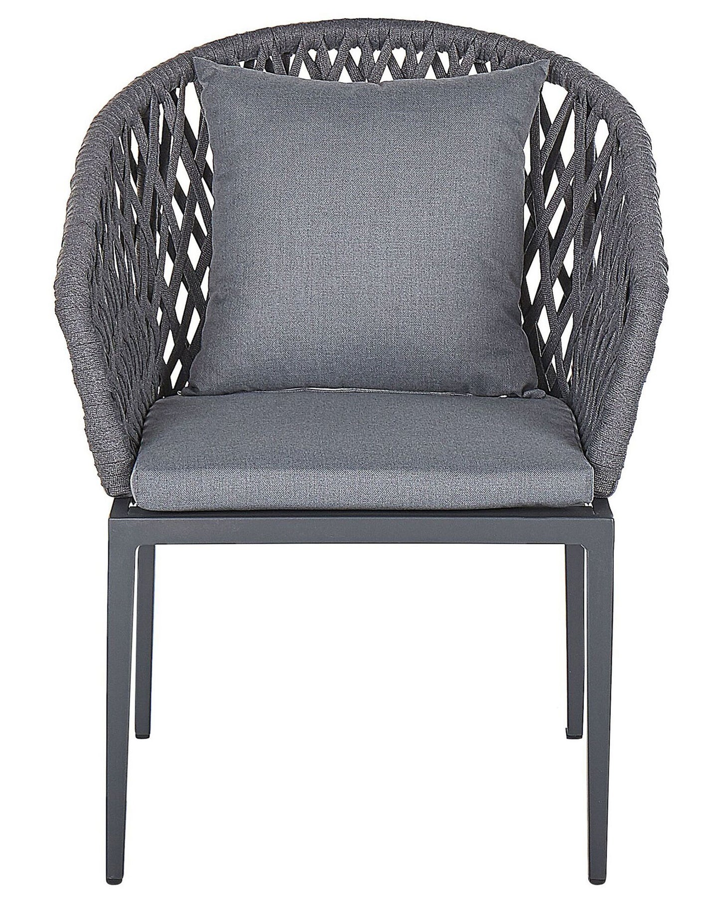 Set of 2 Garden Chairs with Cushions LIPARI Metal Grey