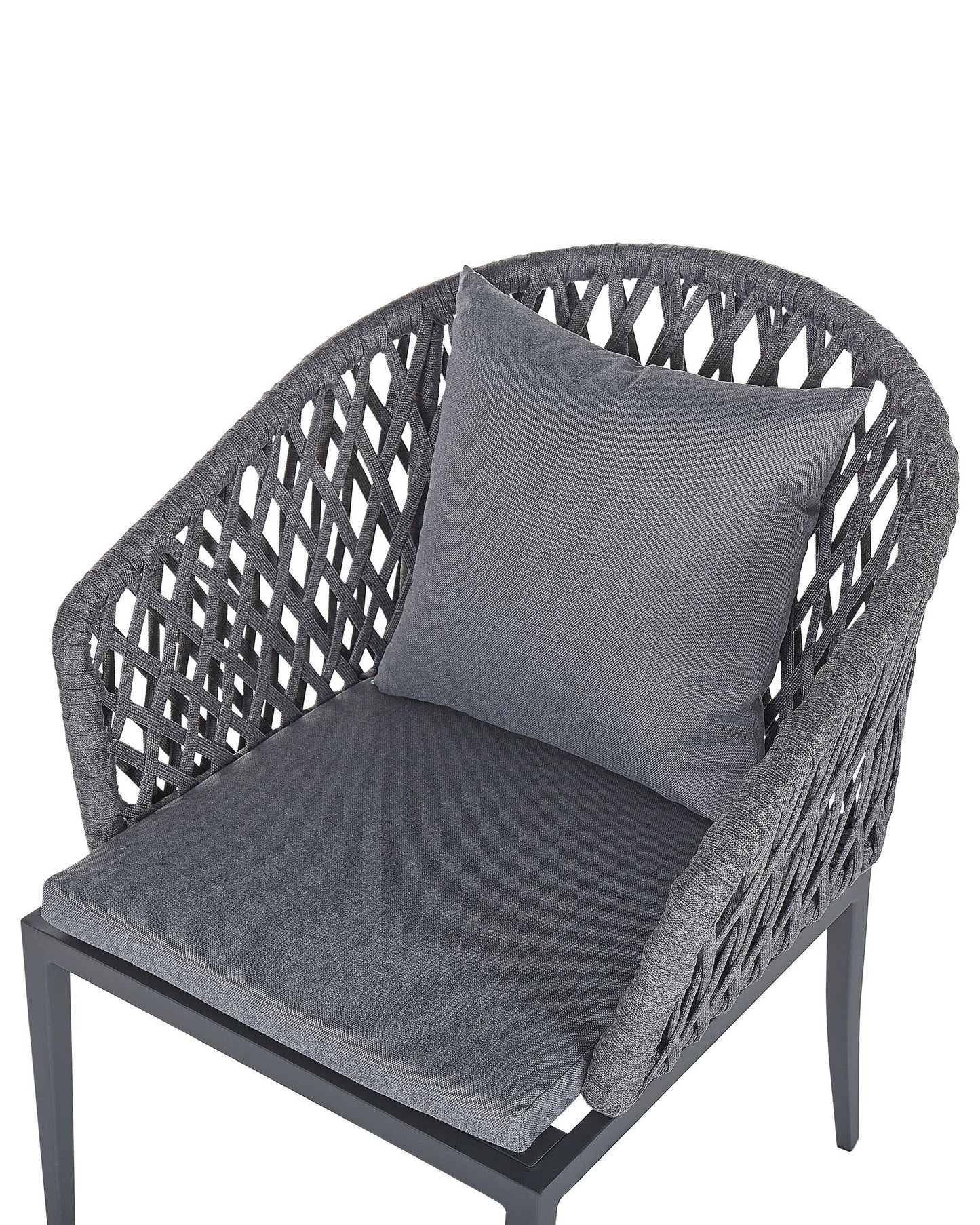 Set of 2 Garden Chairs with Cushions LIPARI Metal Grey