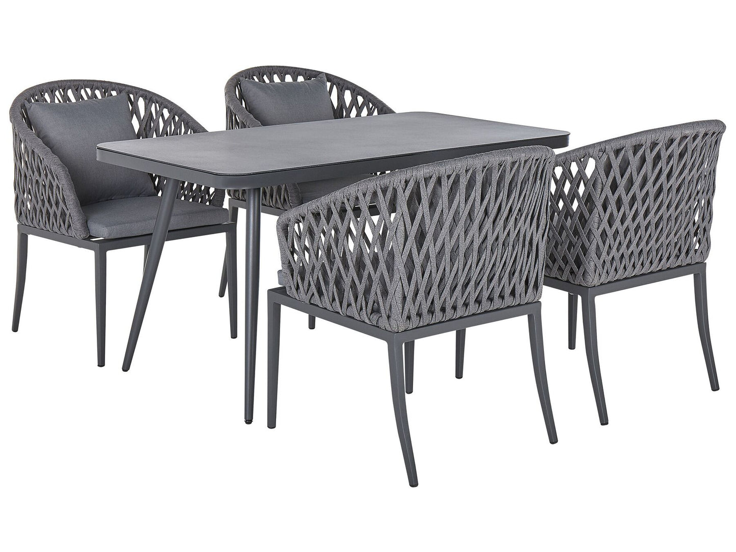 Garden Dining Set 4 Seater LIPARI with Cushions Metal Grey
